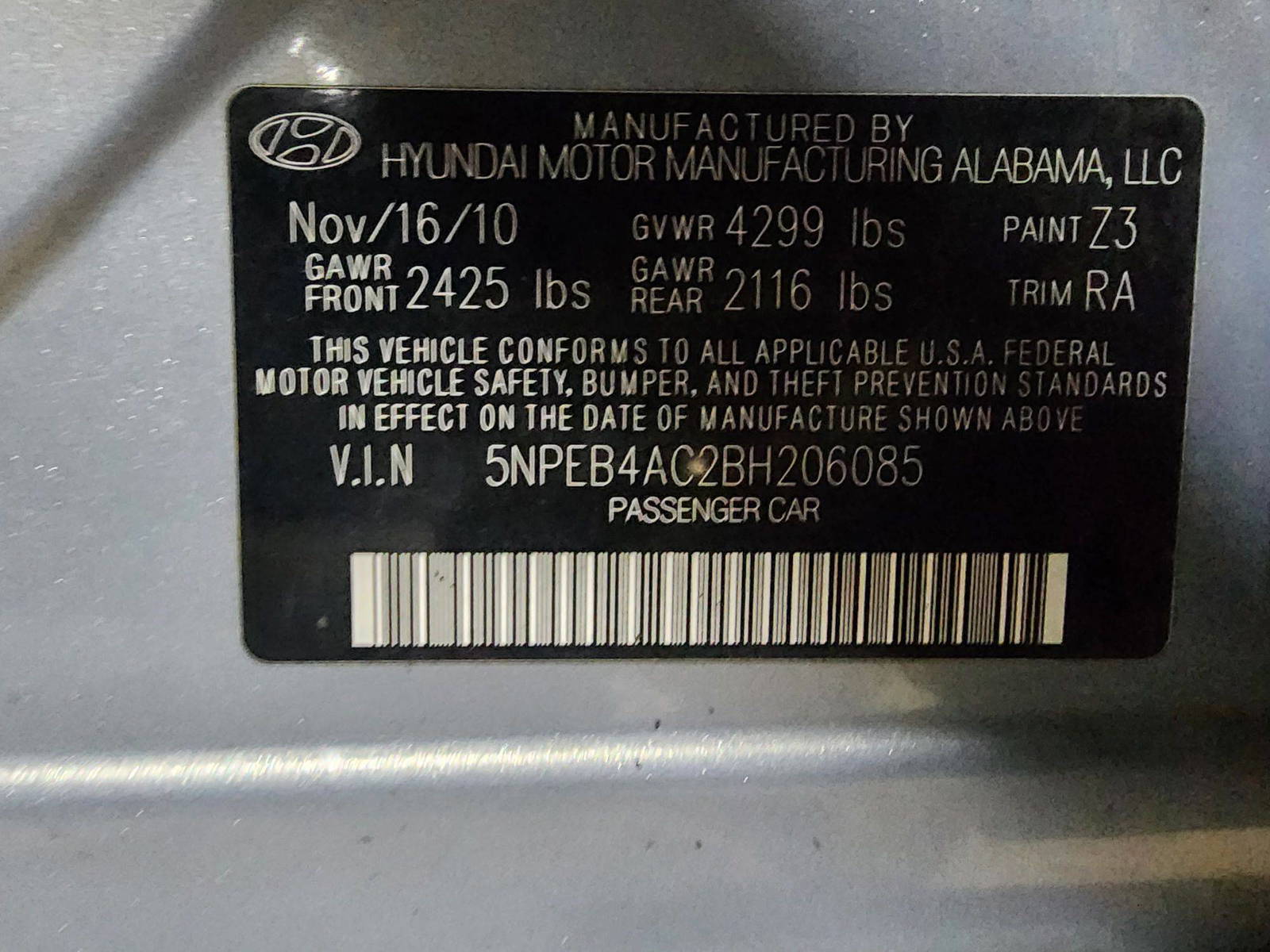 2011 HYUNDAI SONATA — 186970 Miles — Lot 55405034 — Souq - Marhaba Auctions Used Cars - Image 10