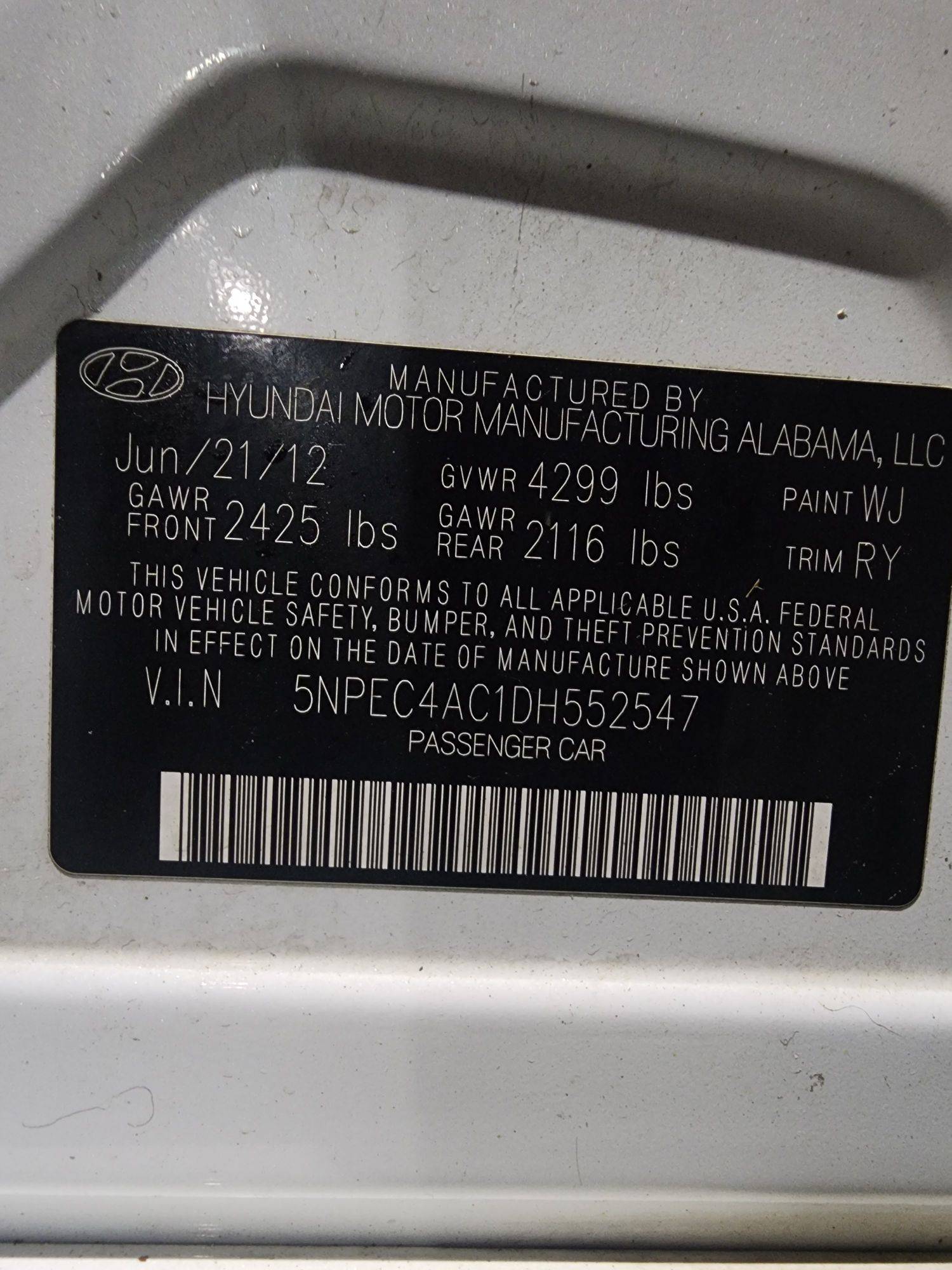 2013 HYUNDAI SONATA — 102712 Miles — Lot 42633575 — Al Quoz - Marhaba Auctions Used Cars - Image 11