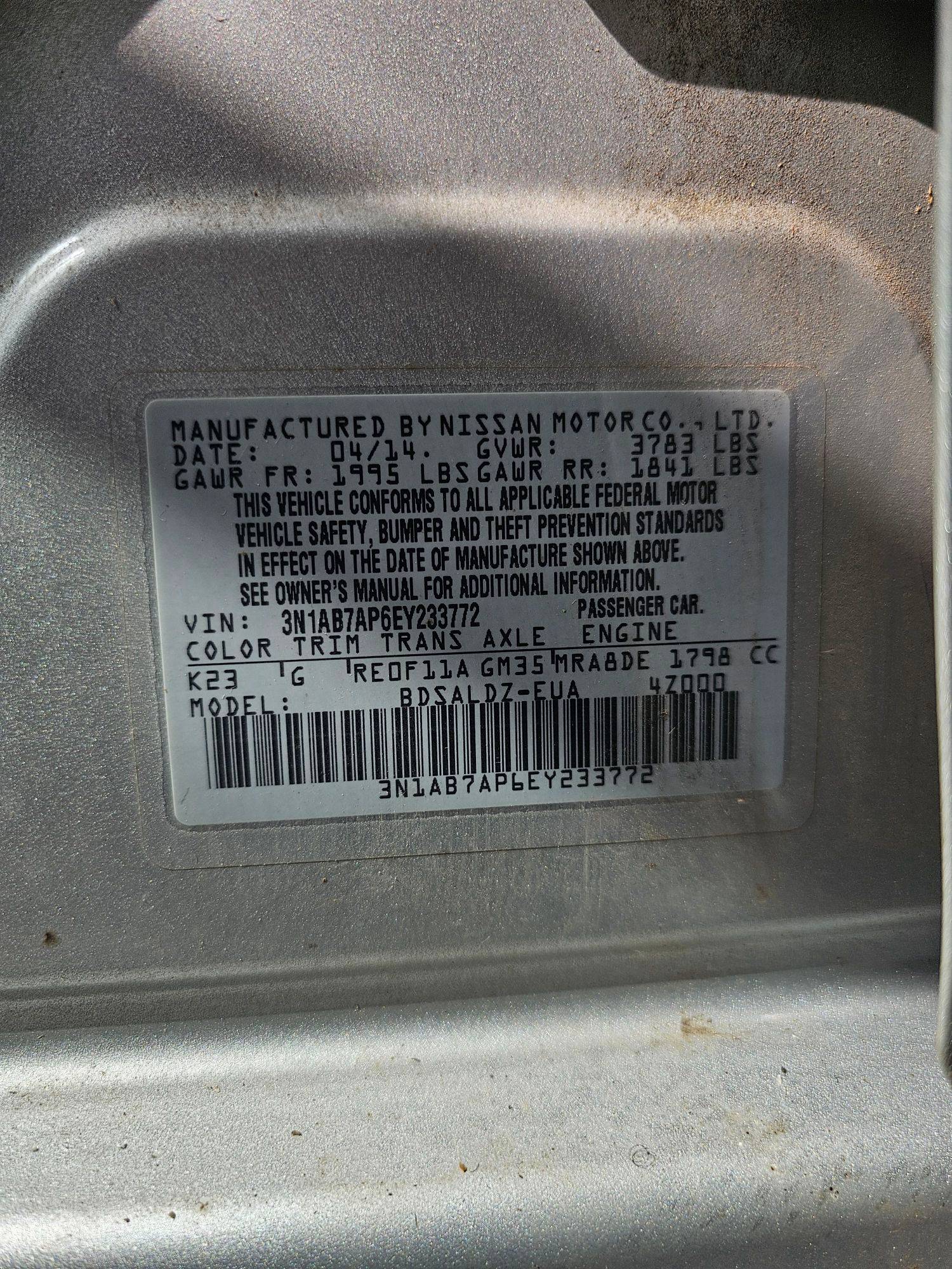 2014 NISSAN SENTRA — 169623 Miles — Lot 6EY233772 — Souq - Marhaba Auctions Used Cars - Image 9