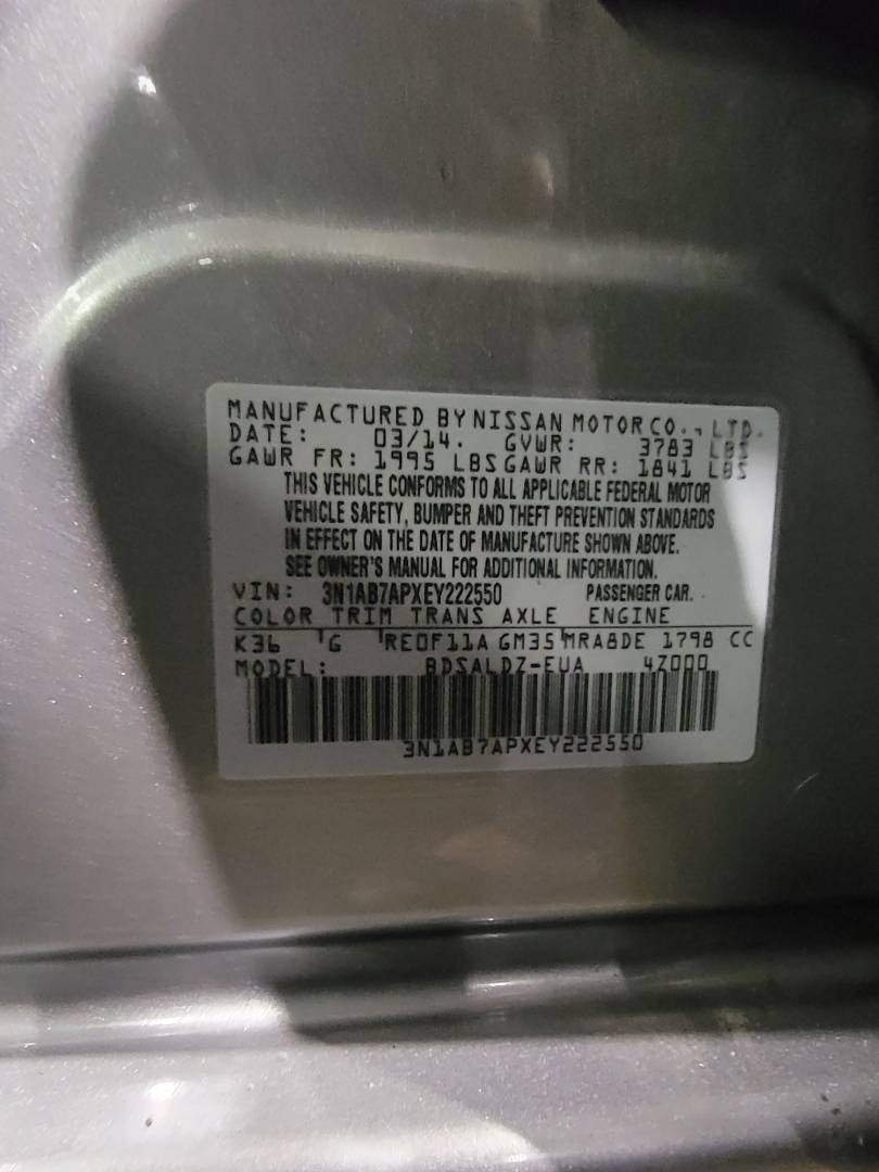 2014 NISSAN SENTRA — 134343 Miles — Lot EY222550 — Main - Marhaba Auctions Used Cars - Image 9