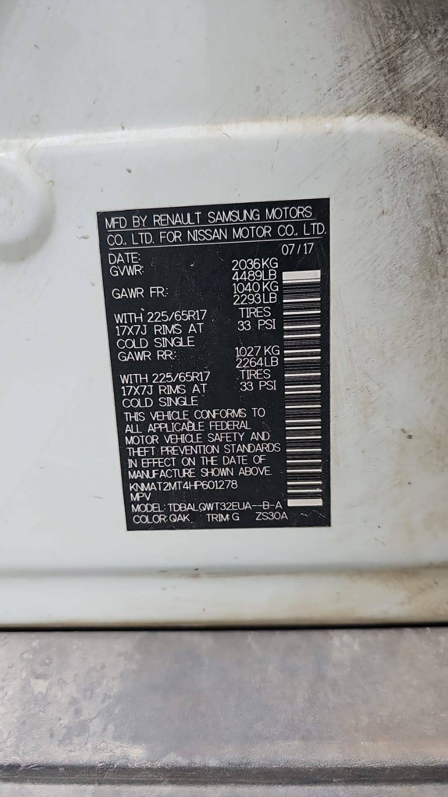 NISSAN ROGUE 2017 - Marhaba Auction Used Cars - Image 3