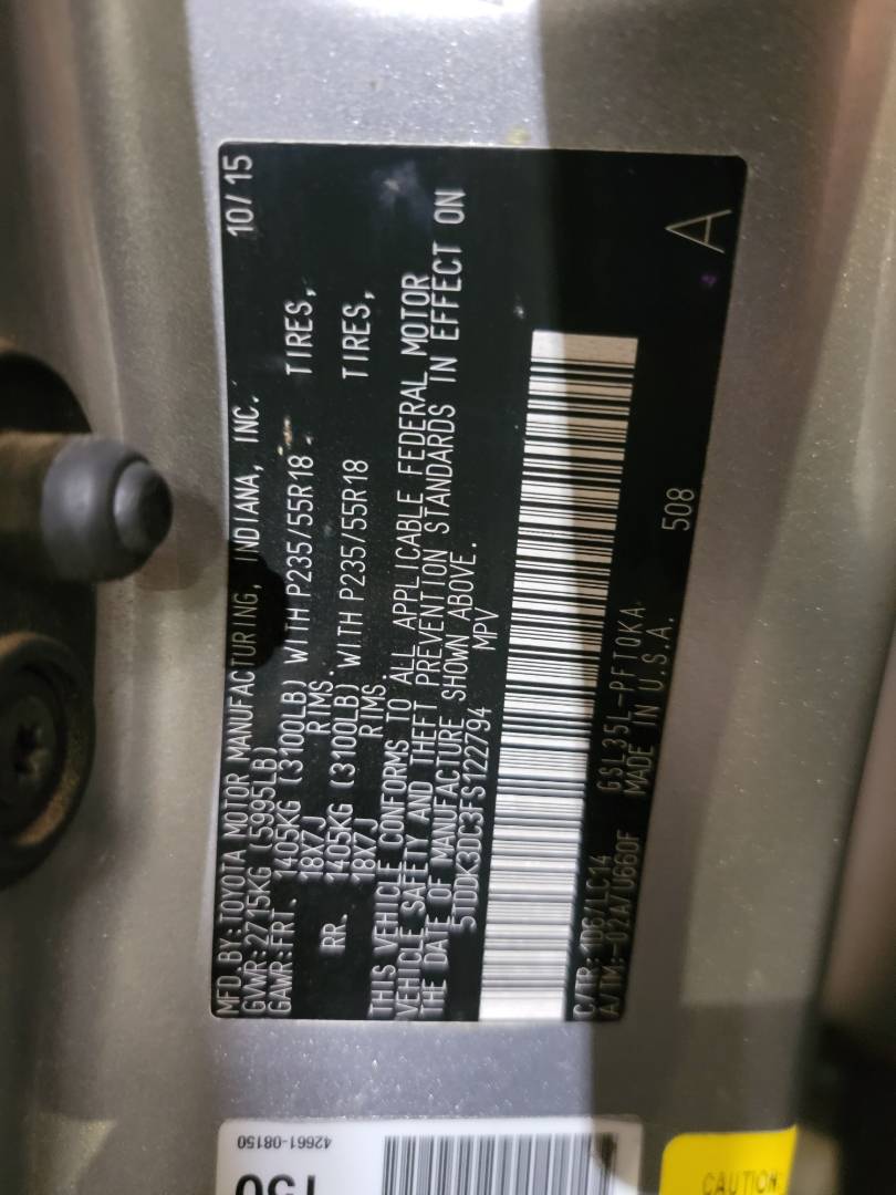 2015 TOYOTA SIENNA — 160292 Miles — Lot 37041430 — Main - Marhaba Auctions Used Cars - Image 11