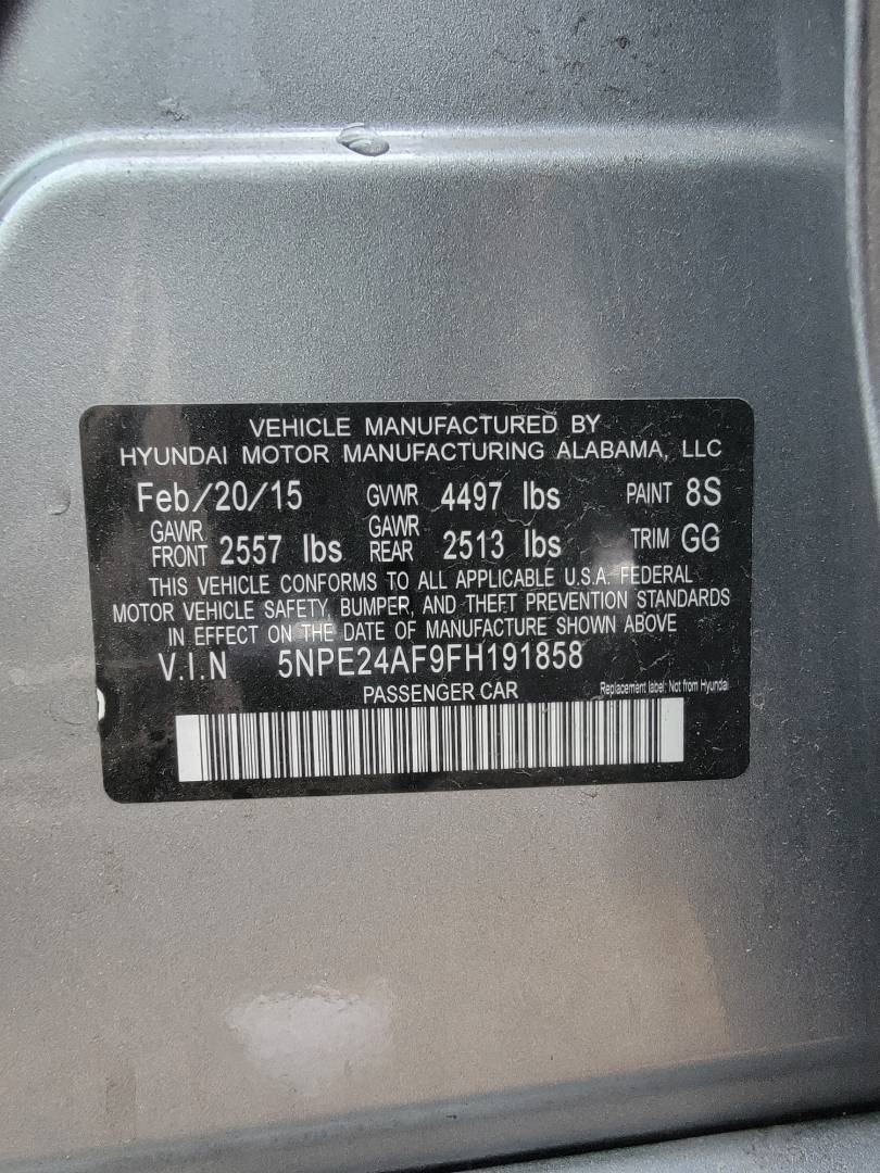 2015 HYUNDAI SONATA — 128633 Miles — Lot 39294172 — Main - Marhaba Auctions Used Cars - Image 10