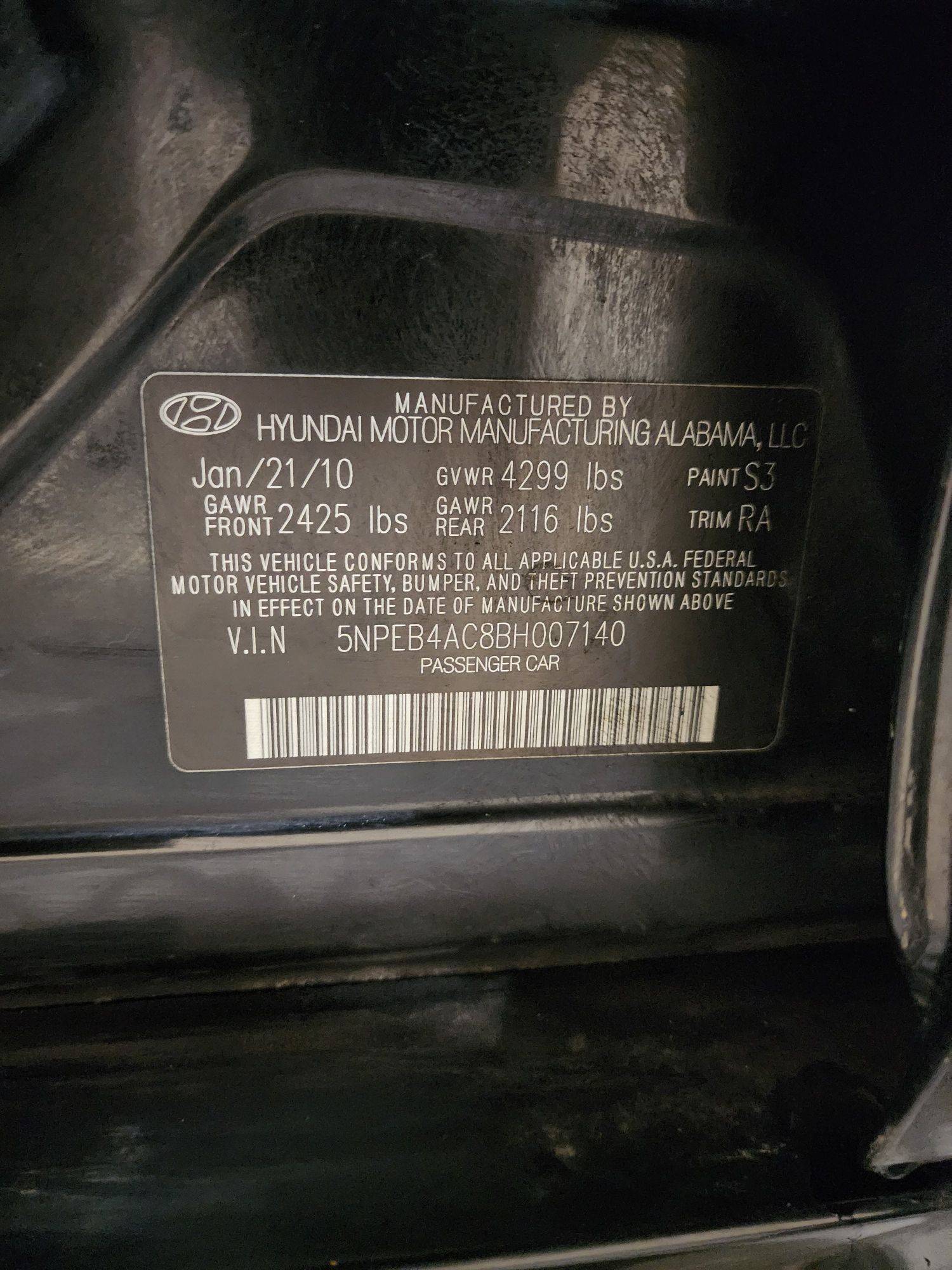 2011 HYUNDAI SONATA — 214874 Miles — Lot 71597223 - Marhaba Auctions Used Cars - Image 8