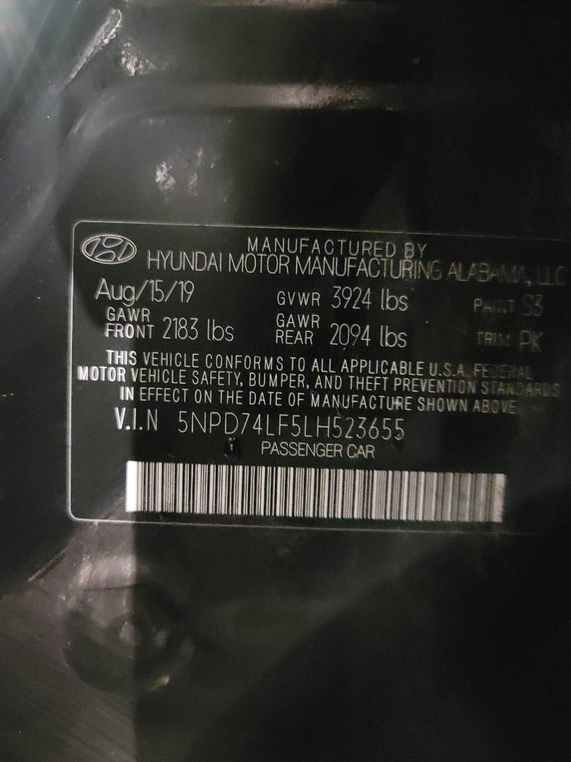 2020 HYUNDAI ELANTRA — 78200 Miles — Lot H523655 — Main - Marhaba Auctions Used Cars - Image 9