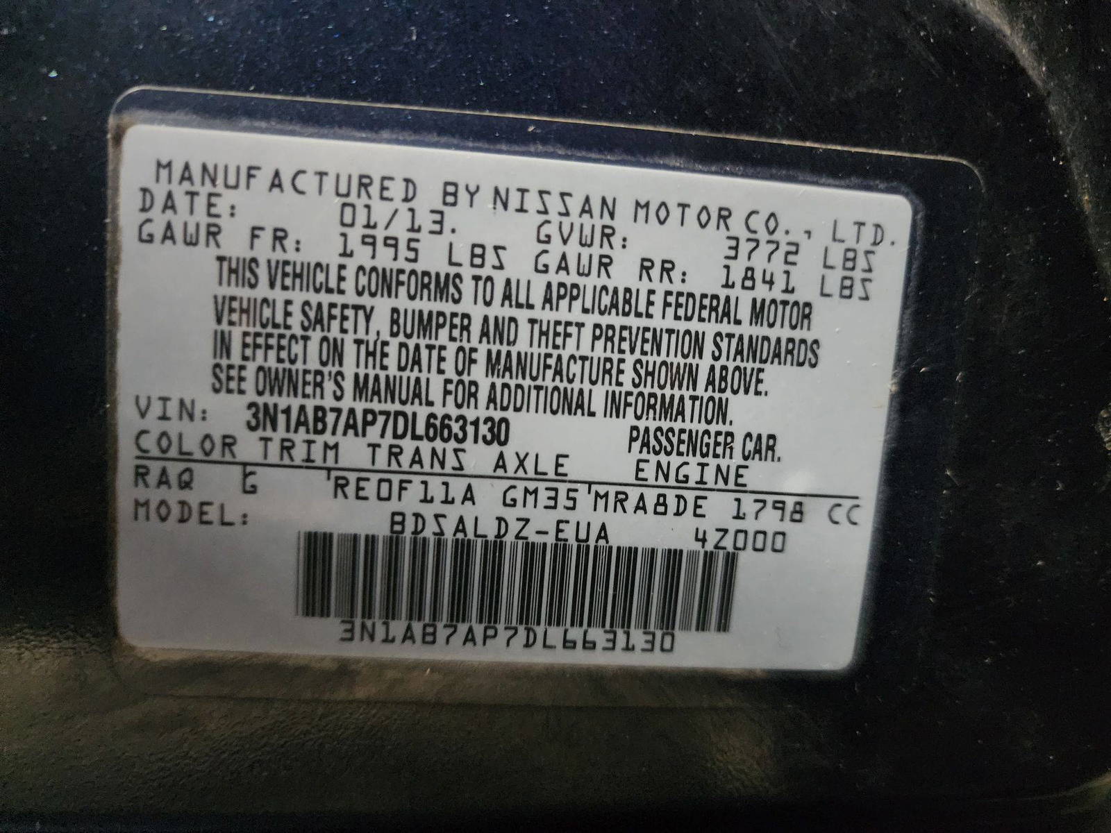2013 NISSAN SENTRA — 211030 Miles — Lot 63130 — Al Quoz - Marhaba Auctions Used Cars - Image 10