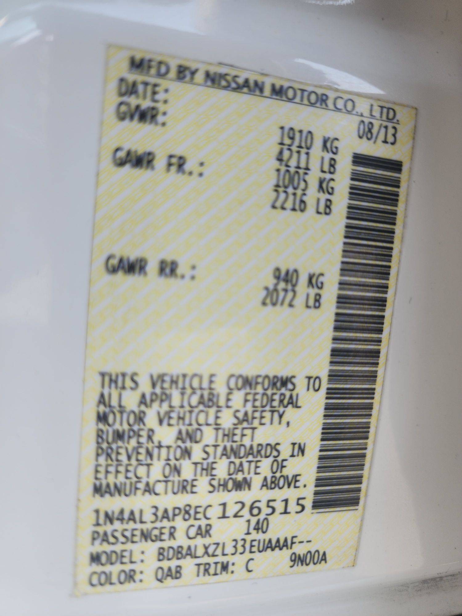 2014 NISSAN ALTIMA — 200287 Miles — Lot 70820823 - Marhaba Auctions Used Cars - Image 3