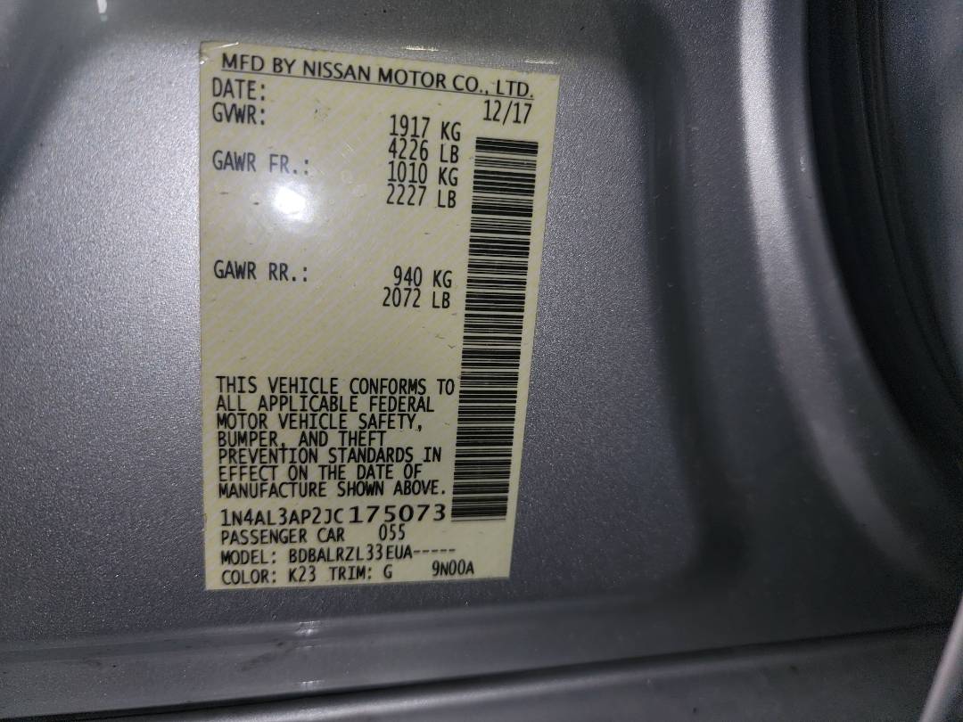2018 NISSAN ALTIMA — 91169 Miles — Lot 37230854 - Marhaba Auctions Used Cars - Image 9