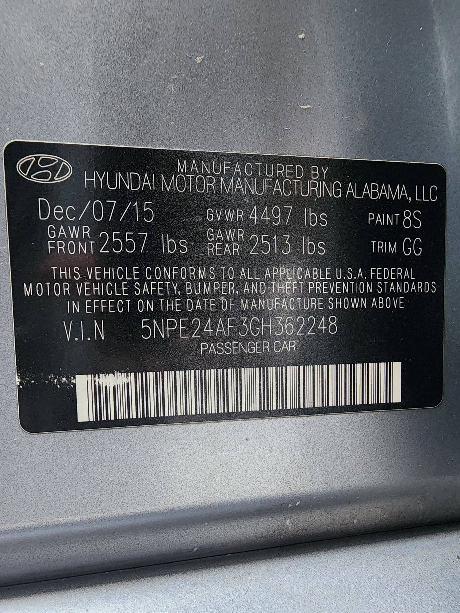 2016 HYUNDAI SONATA — 203042 Miles — Lot 343538 — Al Quoz - Marhaba Auctions Used Cars - Image 10
