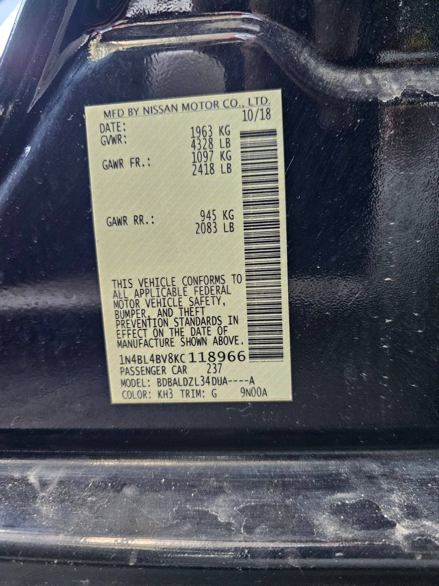 NISSAN ALTIMA 2019 - Marhaba Auction Used Cars - Image 9