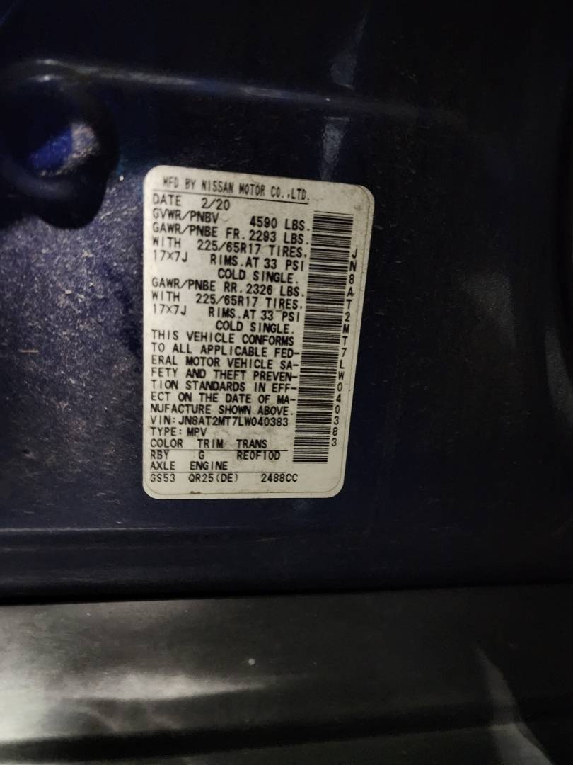 2020 NISSAN ROGUE — 120258 Miles — Lot W040383 - Marhaba Auctions Used Cars - Image 3