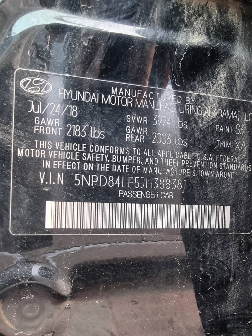 2018 HYUNDAI ELANTRA — 48 495 Miles — Lot 388381 — Ind. 12 - Marhaba Auctions Used Cars - Image 9