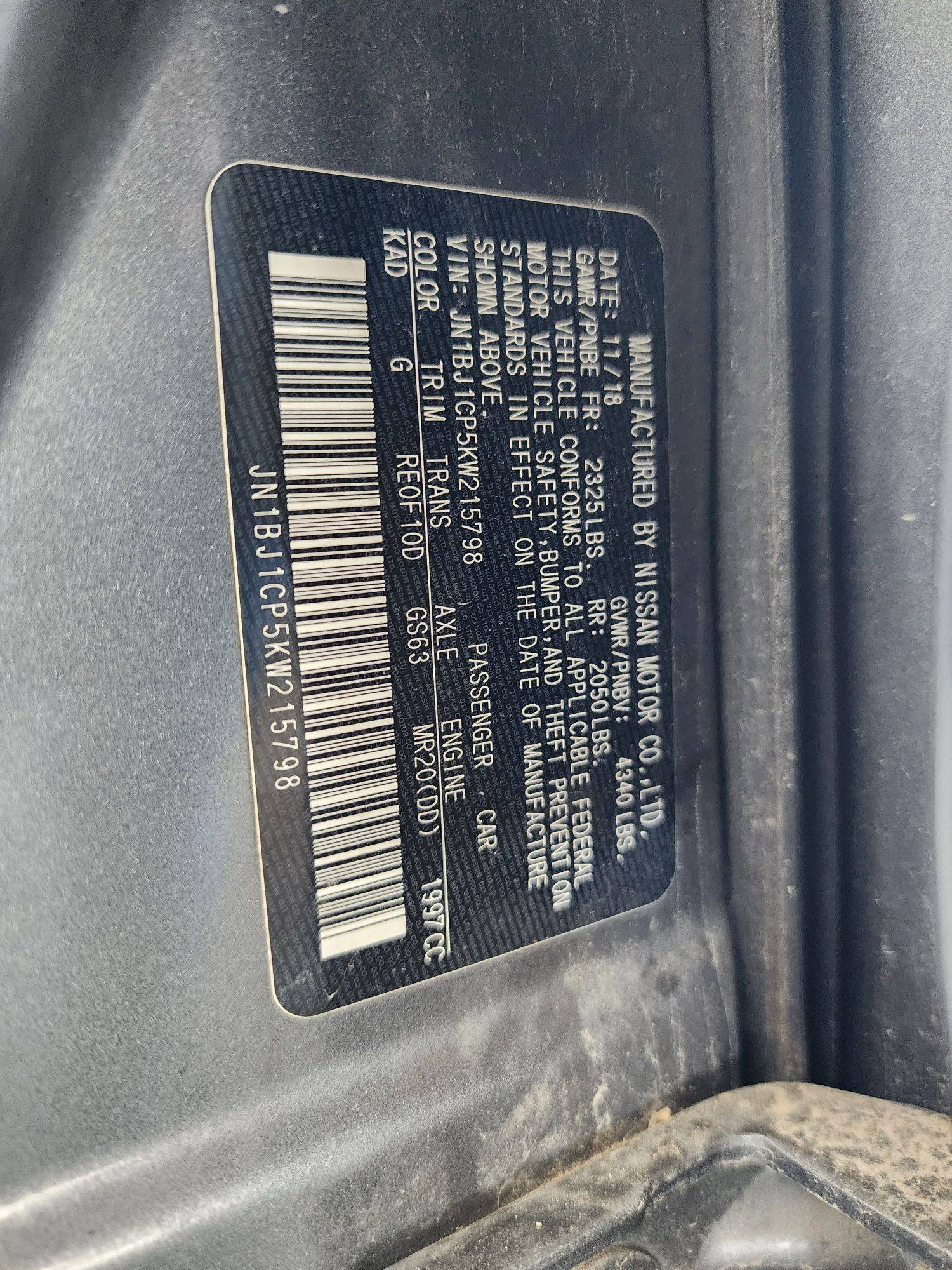 2019 NISSAN ROGUE SPORTS — 110590 Miles — Lot KW215798 — Souq - Marhaba Auctions Used Cars - Image 9