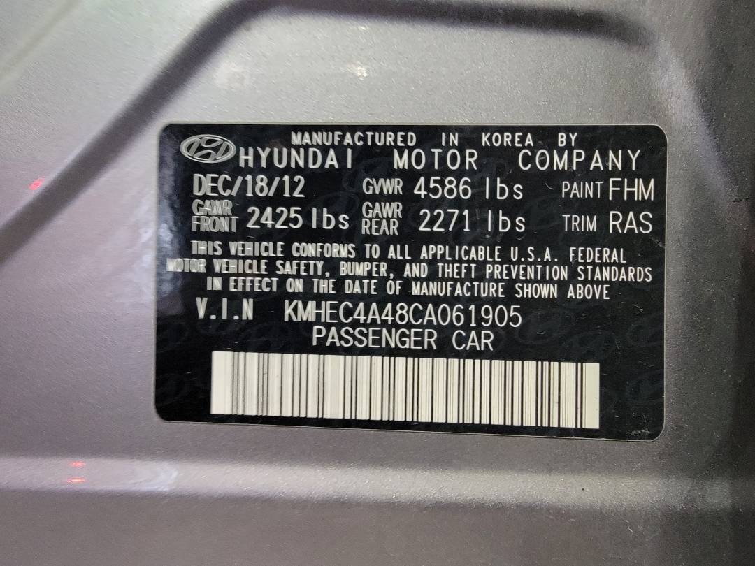 2012 HYUNDAI SONATA — 166137 Miles — Lot CA061905 — Main - Marhaba Auctions Used Cars - Image 10