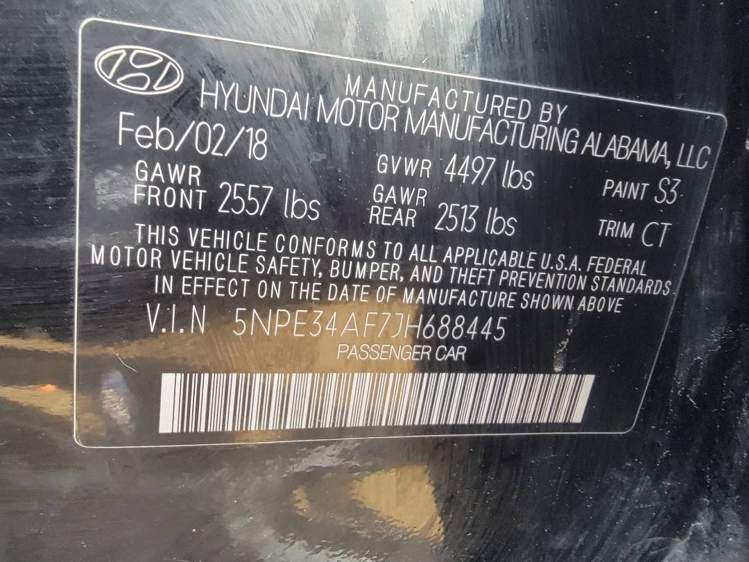 2018 HYUNDAI SONATA — 150255 Miles — Lot JH688445 - Marhaba Auctions Used Cars - Image 7