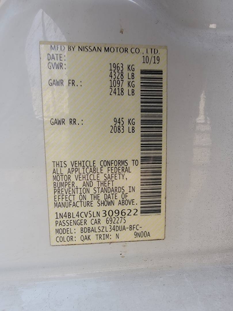 2020 NISSAN ALTIMA — 141706 Miles — Lot 38379294 — Main - Marhaba Auctions Used Cars - Image 9