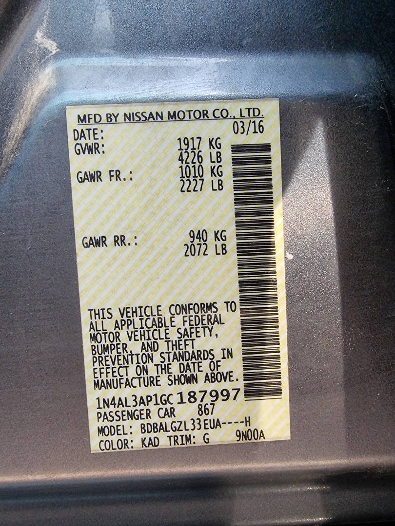 2016 NISSAN ALTIMA — 86081 Miles — Lot GC187997 — Main - Marhaba Auctions Used Cars - Image 10