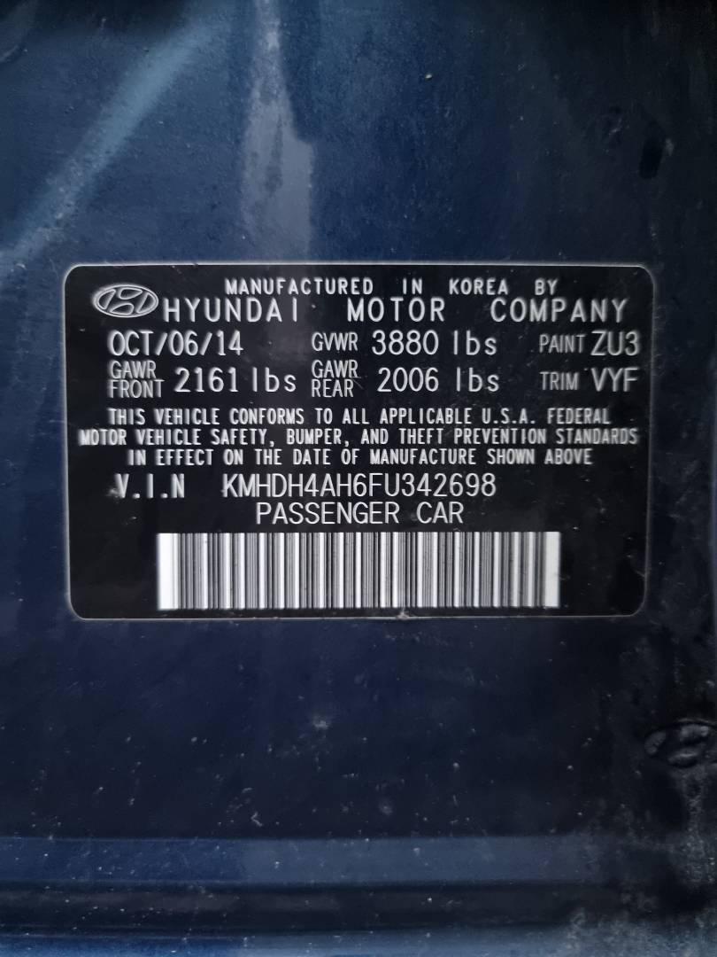 2015 HYUNDAI ELANTRA — 116238 Miles — Lot 342698 — Ind. 12 - Marhaba Auctions Used Cars - Image 10