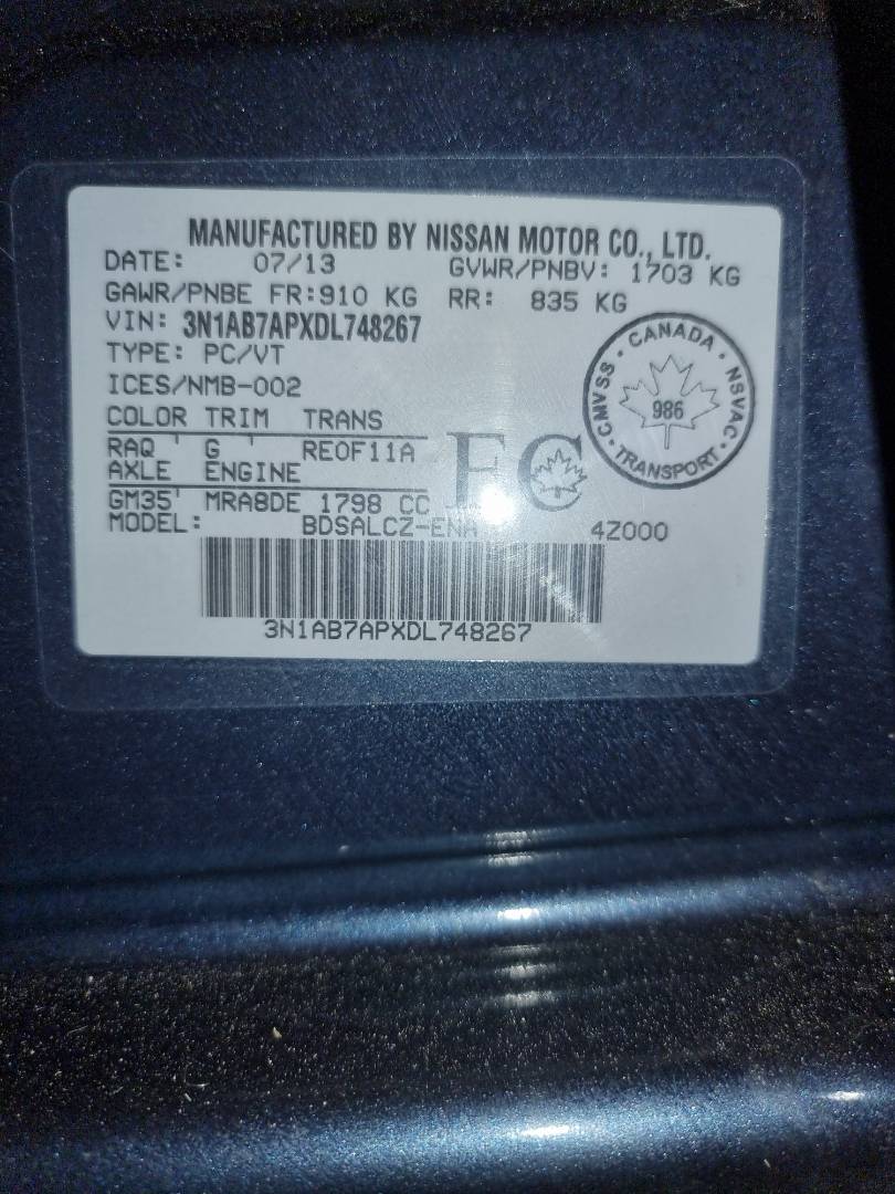 2013 NISSAN SENTRA — 152484 KM — Lot 215487 — Ind. 12 - Marhaba Auctions Used Cars - Image 9