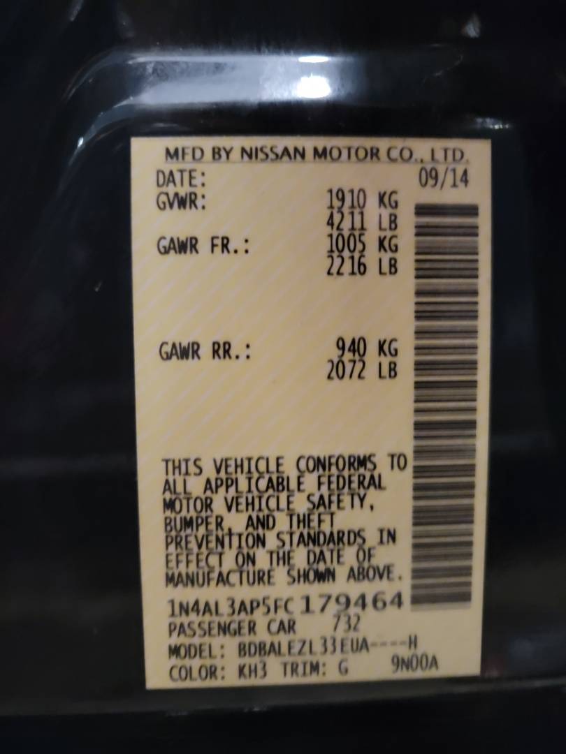 2015 NISSAN ALTIMA — 201609 Miles — Lot 39731824 — Main - Marhaba Auctions Used Cars - Image 9