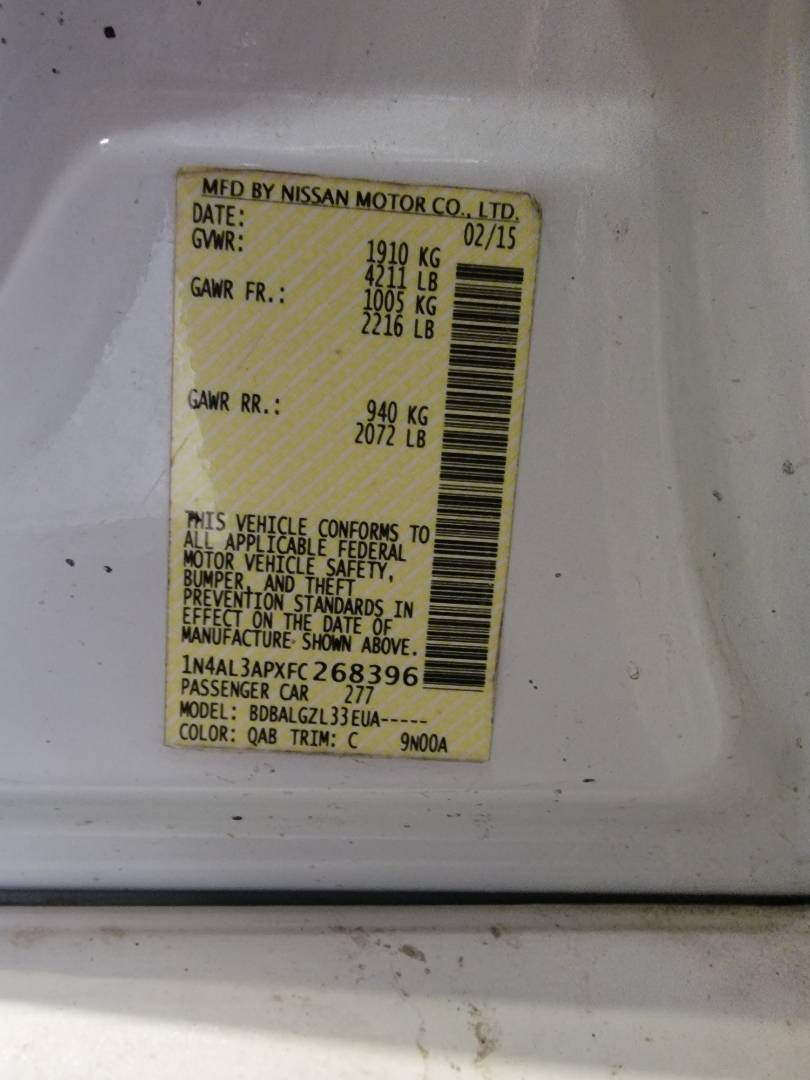 2015 NISSAN ALTIMA — 110961 Miles — Lot FC268396 — Main - Marhaba Auctions Used Cars - Image 9