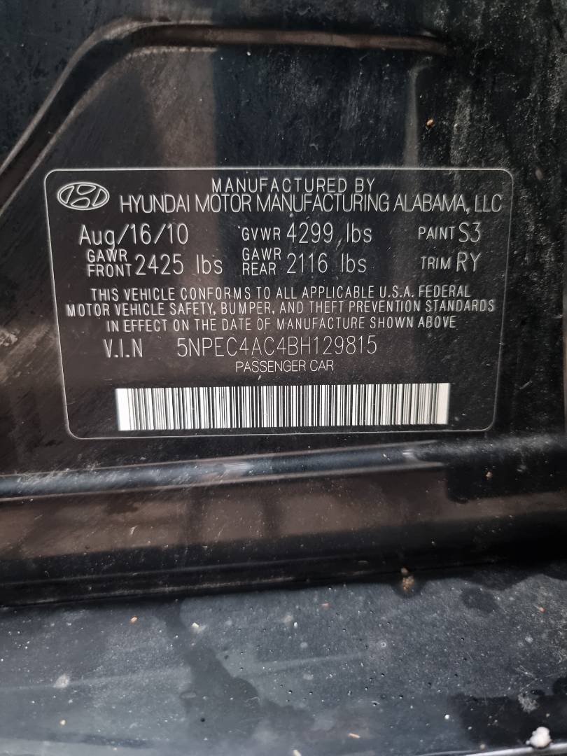 2011 HYUNDAI SONATA — 184587 Miles — Lot C4BH129815 — Souq - Marhaba Auctions Used Cars - Image 9