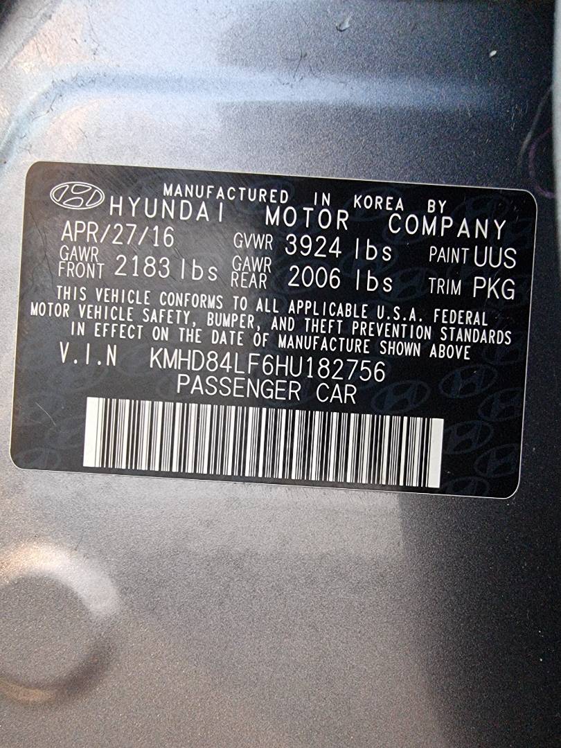 2017 HYUNDAI ELANTRA — 112786 Miles — Lot 125478 — Ind. 12 - Marhaba Auctions Used Cars - Image 9