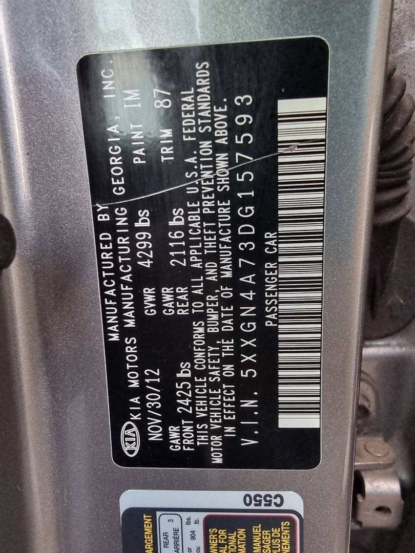 2013 KIA OPTIMA — 141928 Miles — Lot 125487 — Ind. 12 - Marhaba Auctions Used Cars - Image 10