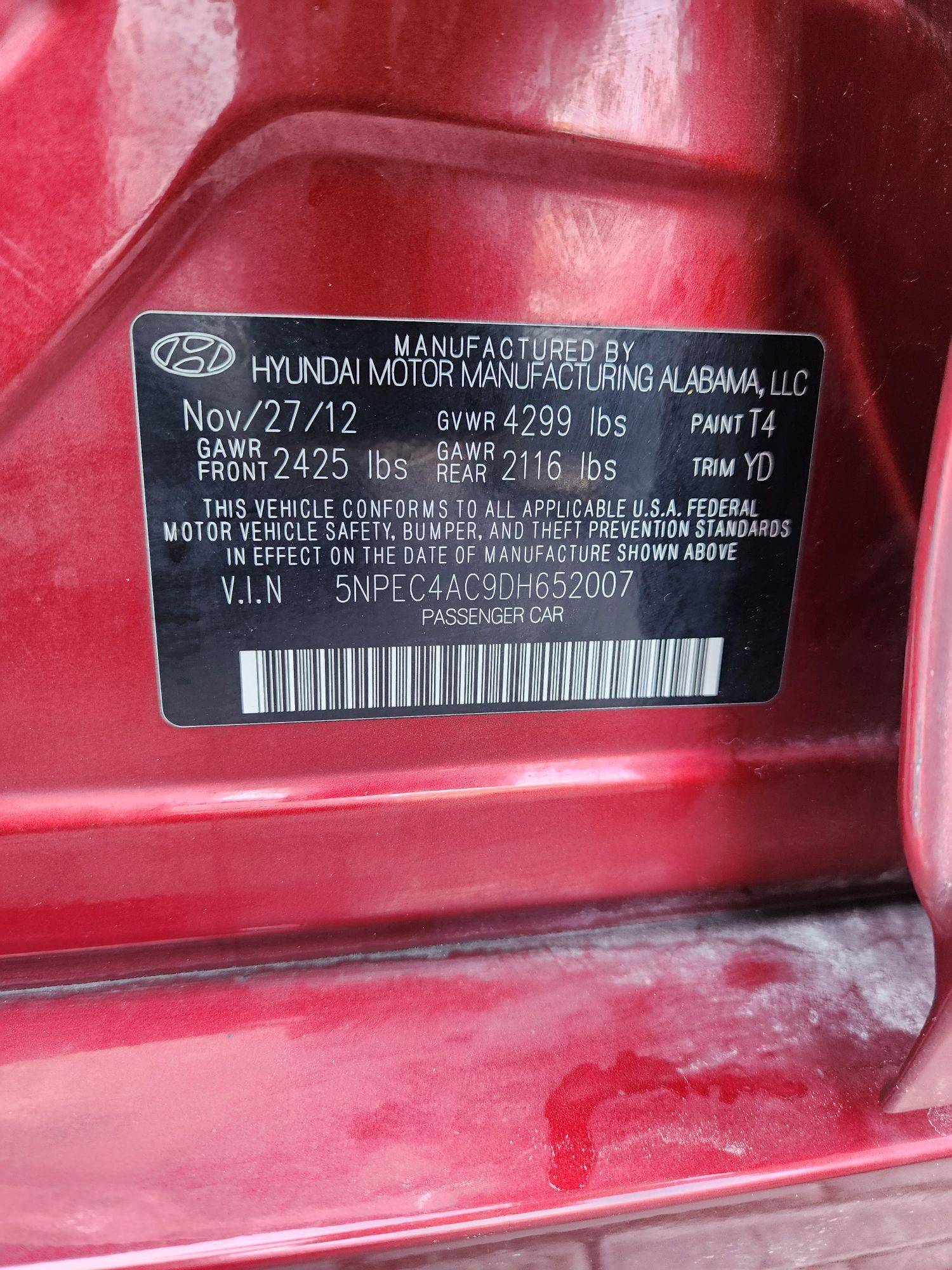 2013 HYUNDAI SONATA — 169142 Miles — Lot 5121510 - Marhaba Auctions Used Cars - Image 9