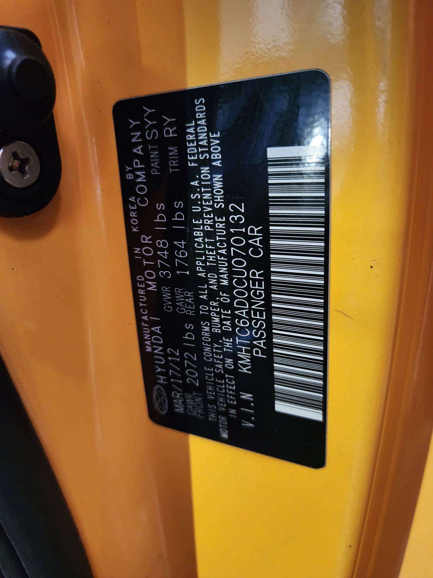 HYUNDAI VELOSTER 2012 - Marhaba Auction Used Cars - Image 9