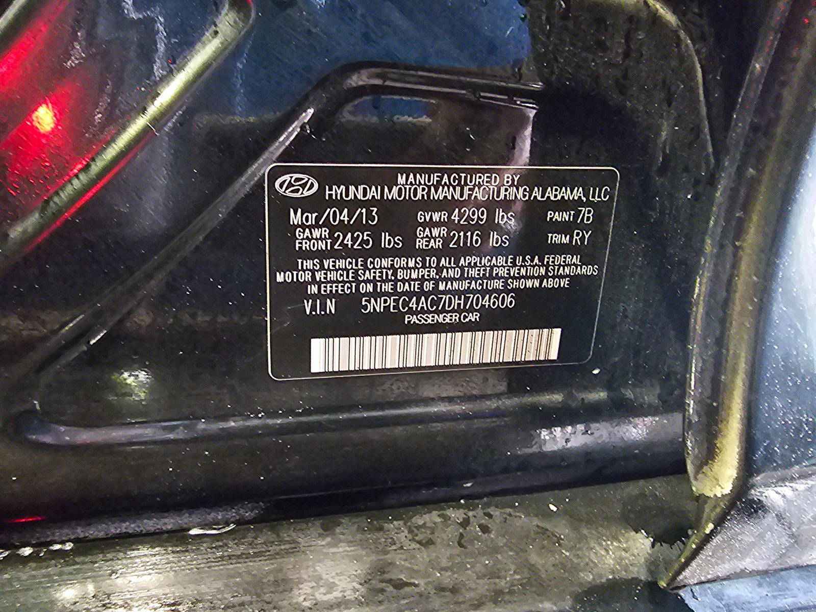 2013 HYUNDAI SONATA — 103216 Miles — Lot 704606 — Main - Marhaba Auctions Used Cars - Image 9
