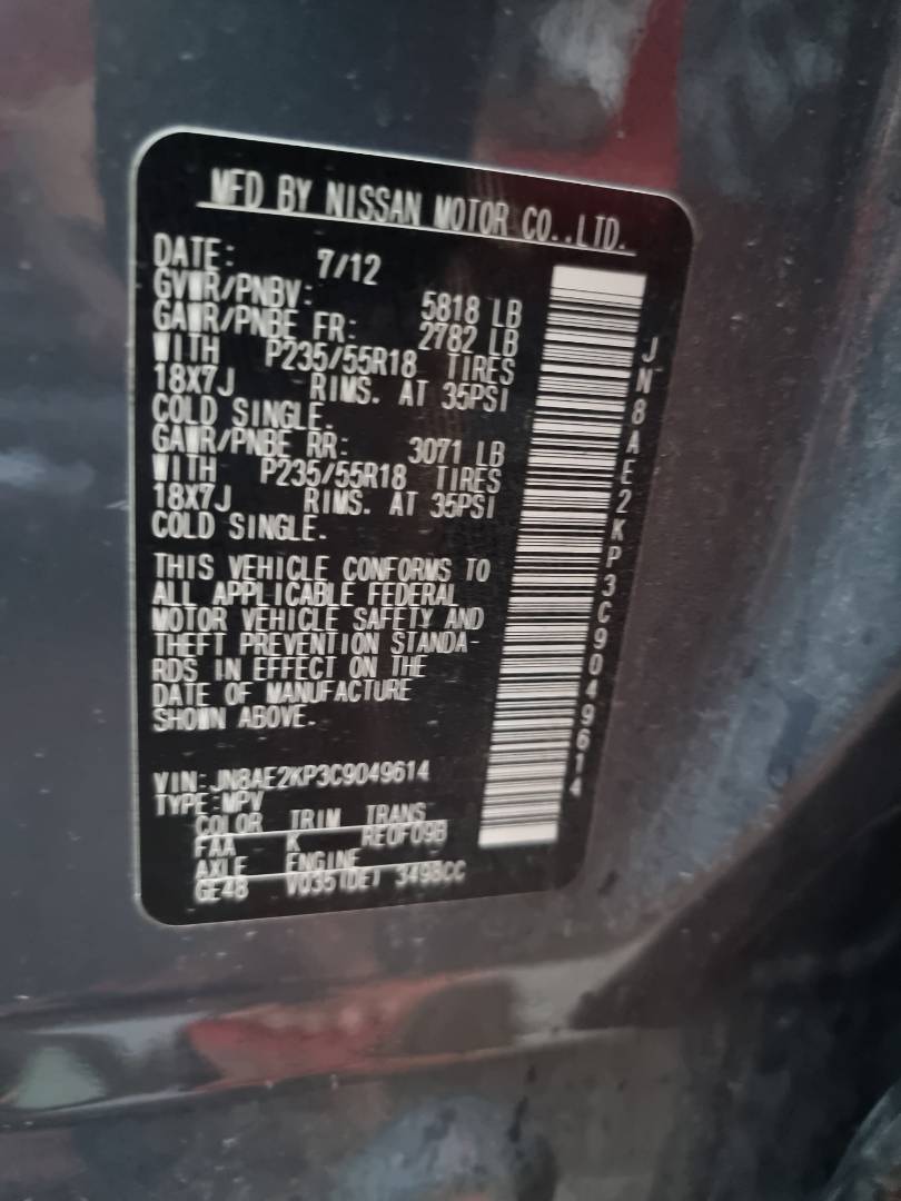 2012 NISSAN QUEST — 136331 Miles — Lot 049614 — Ind. 12 - Marhaba Auctions Used Cars - Image 8