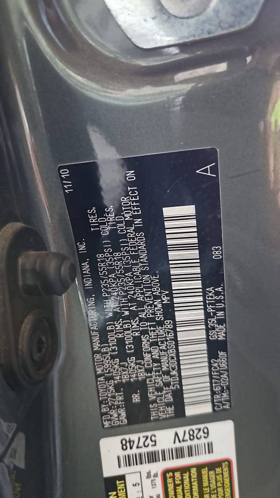 2011 TOYOTA SIENNA — 248697 Miles — Lot XBS016789 — Souq - Marhaba Auctions Used Cars - Image 5