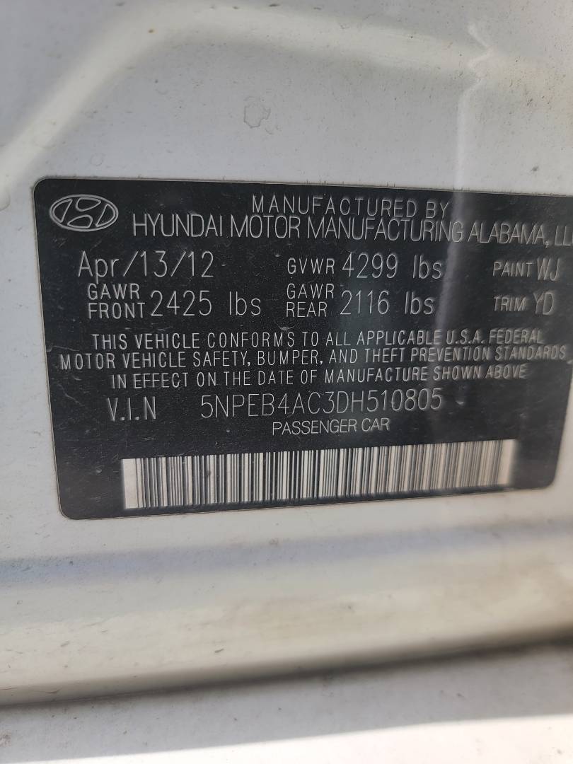 2013 HYUNDAI SONATA — 148868 Miles — Lot 68677423 - Marhaba Auctions Used Cars - Image 3