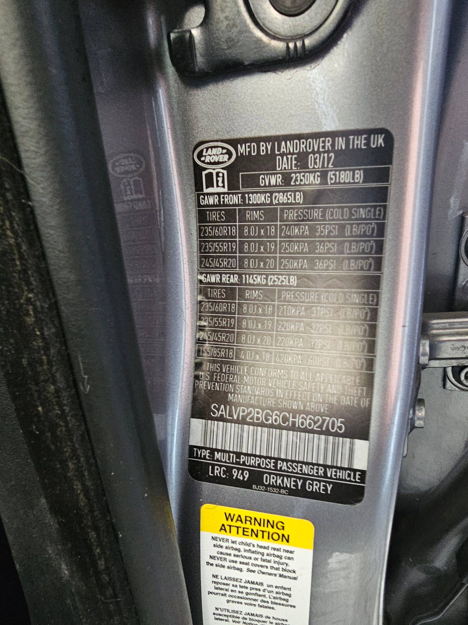 LAND ROVER RANGE ROVER EVOQUE PURE PLUS 2012 - Marhaba Auction Used Cars - Image 10