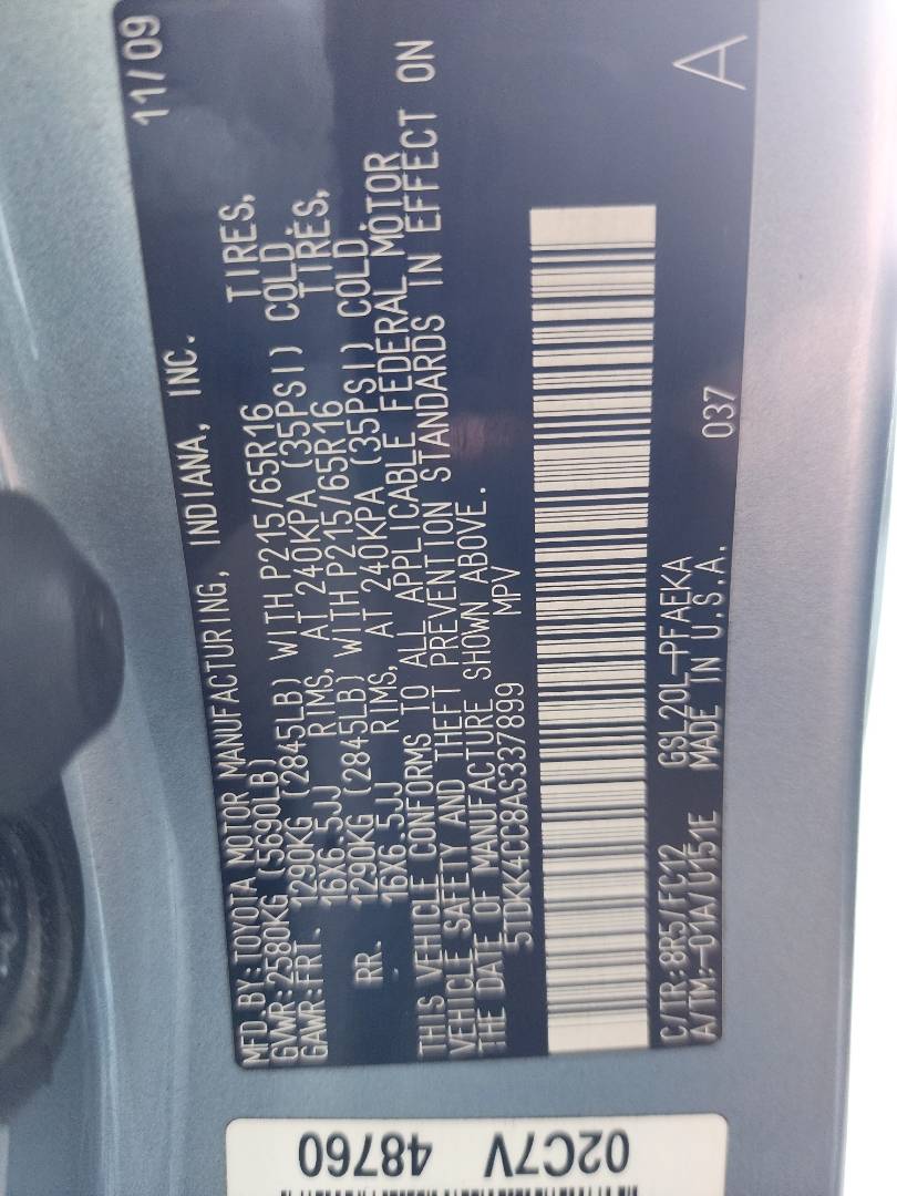 2010 TOYOTA SIENNA — 182016 Miles — Lot 43100854 - Marhaba Auctions Used Cars - Image 5