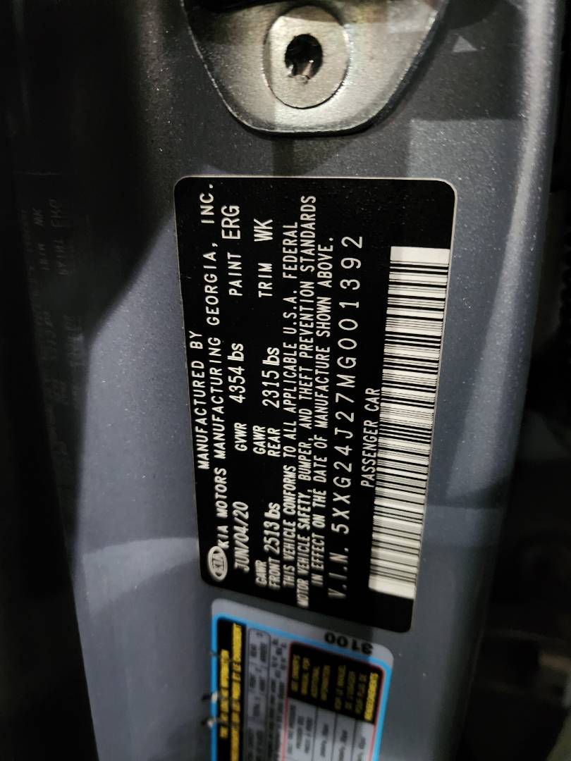 2021 KIA K5 — 133352 Miles — Lot G001392 - Marhaba Auctions Used Cars - Image 3
