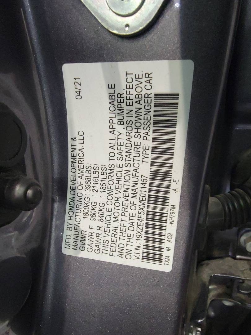 2021 HONDA INSIGHT — 94578 Miles — Lot E011457 — Main - Marhaba Auctions Used Cars - Image 10