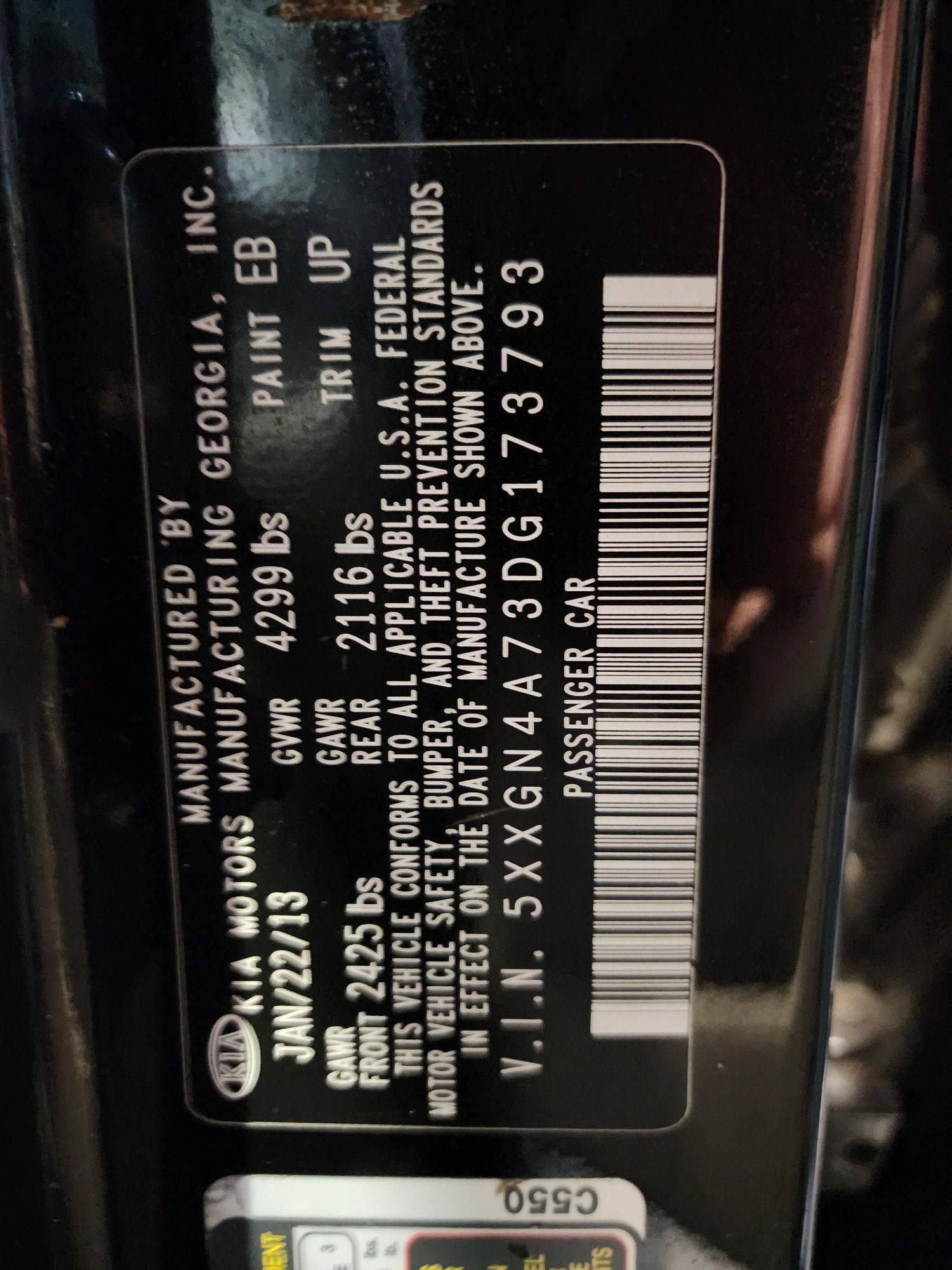 2013 KIA OPTIMA — 185223 Miles — Lot 215487 — Al Quoz - Marhaba Auctions Used Cars - Image 11