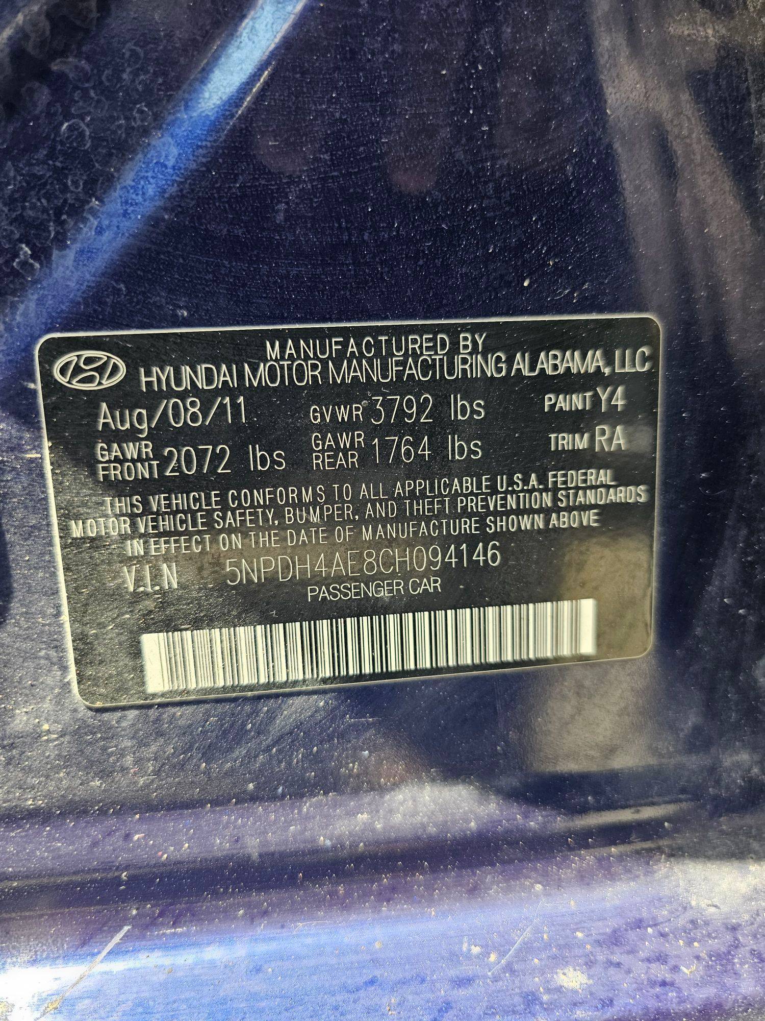 2012 HYUNDAI ELANTRA — Lot 8CH094146 — Souq - Marhaba Auctions Used Cars - Image 10