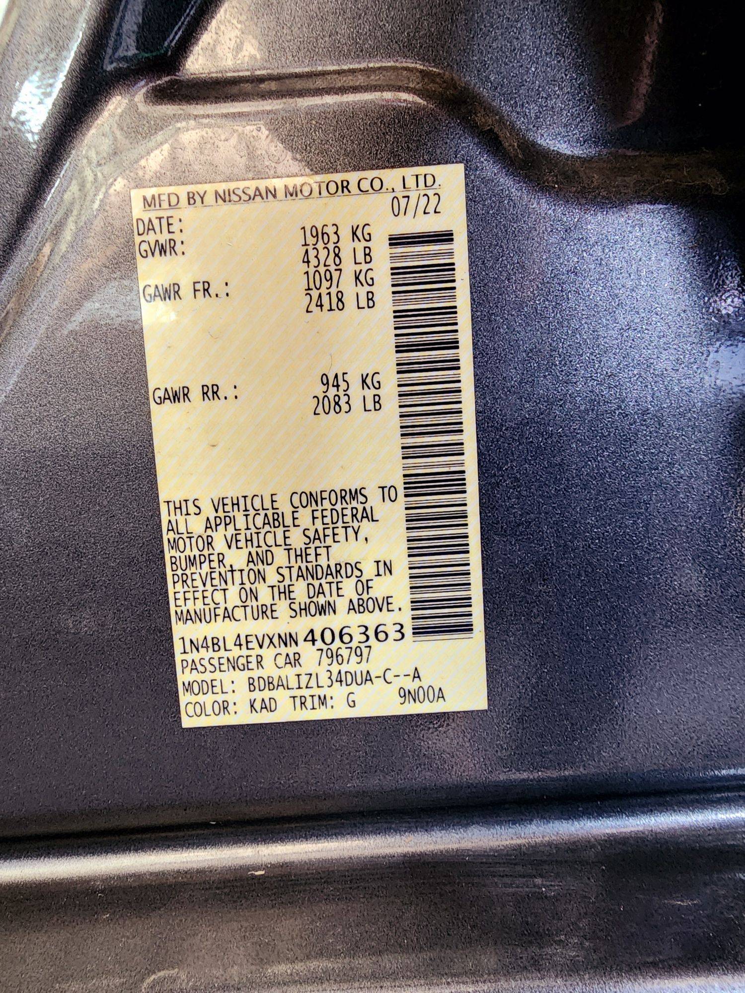 2022 NISSAN ALTIMA — 42749 Miles — Lot VXNN406363 — Souq - Marhaba Auctions Used Cars - Image 10