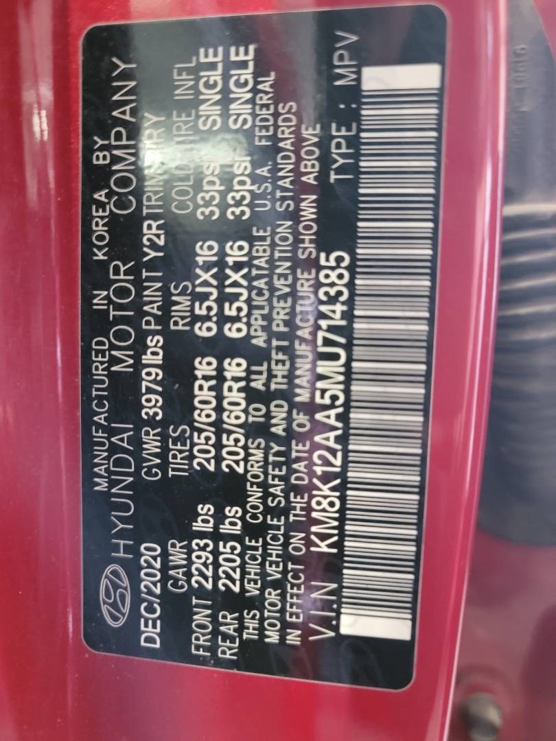 2021 HYUNDAI KONA — 75611 Miles — Lot U714385 — Souq - Marhaba Auctions Used Cars - Image 9