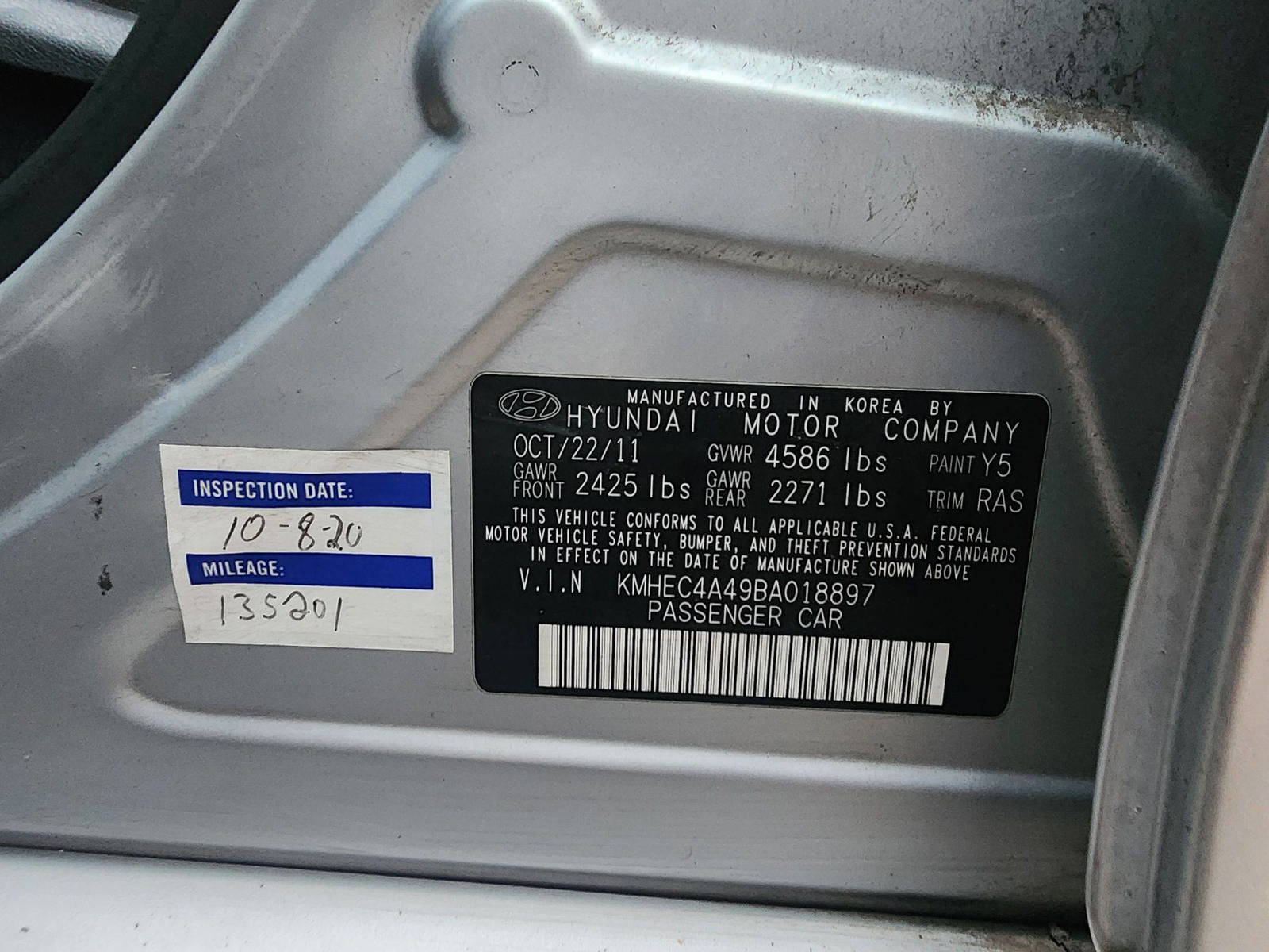 2011 HYUNDAI SONATA — 187927 Miles — Lot 61335263 — Souq - Marhaba Auctions Used Cars - Image 6