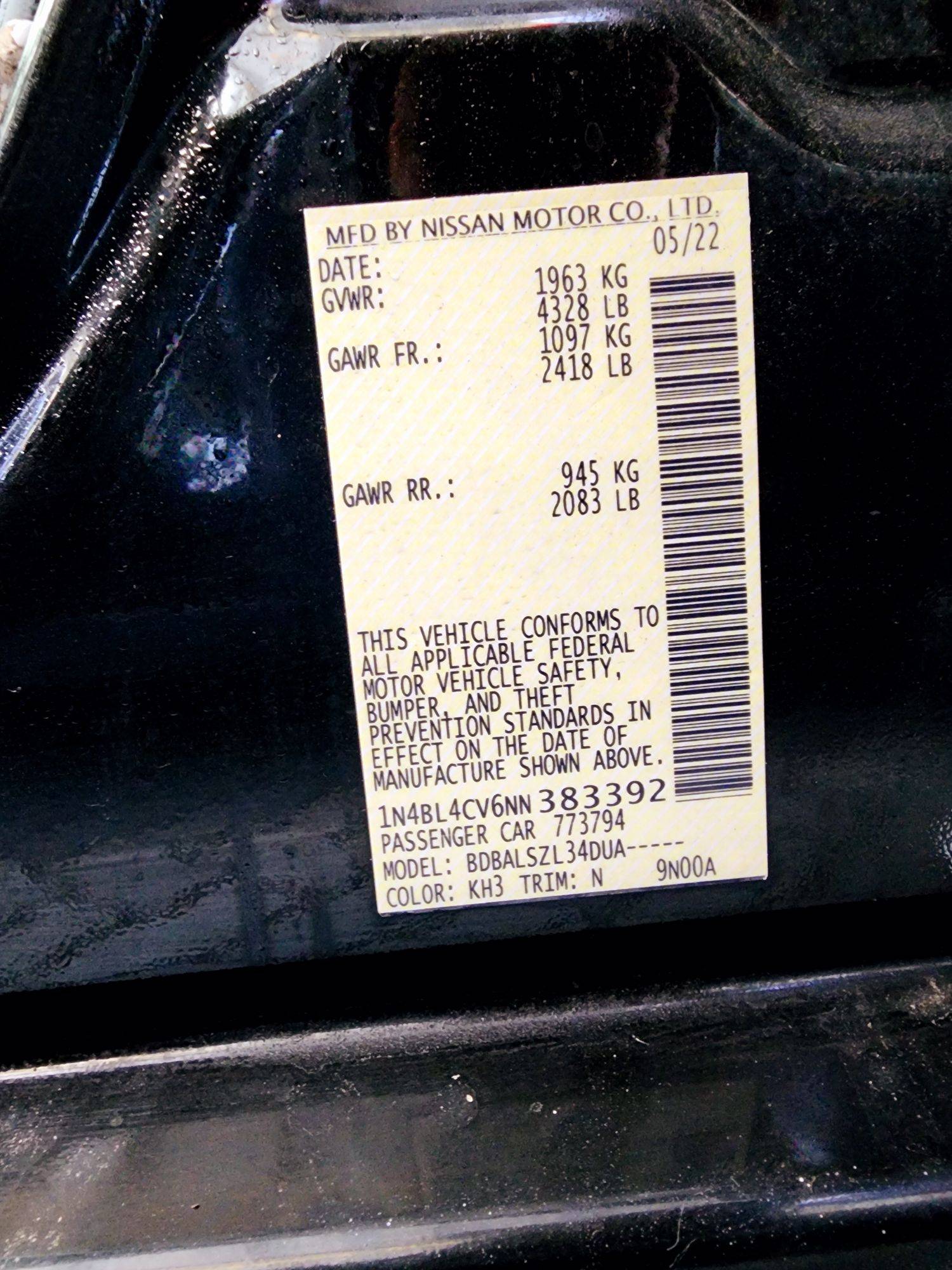 2022 NISSAN ALTIMA — 70065 Miles — Lot CV6NN383392 — Souq - Marhaba Auctions Used Cars - Image 9