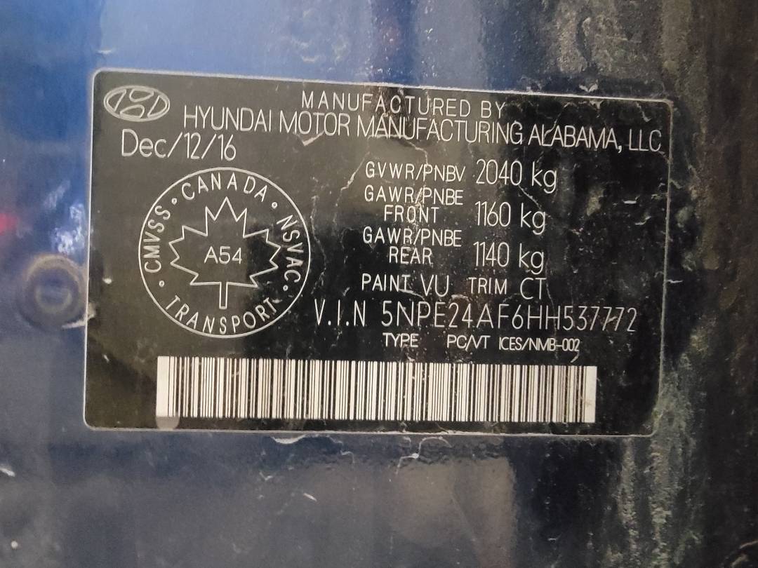 2017 HYUNDAI SONATA — 100050 KM — Lot 537772 — Main - Marhaba Auctions Used Cars - Image 10