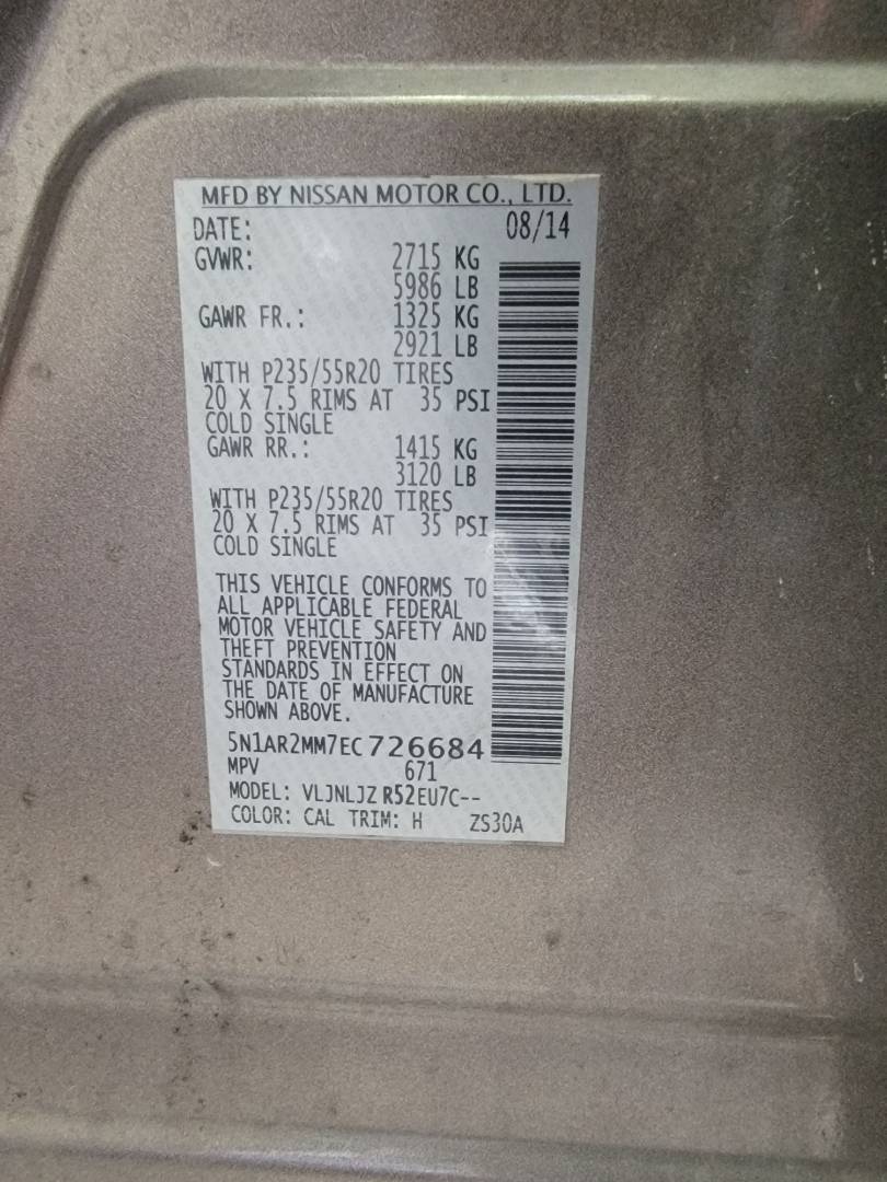 2014 NISSAN PATHFINDER — 234077 Miles — Lot C726684 — Main - Marhaba Auctions Used Cars - Image 10