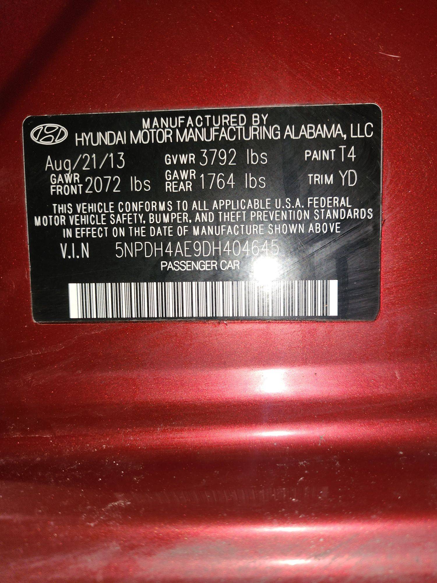 2013 HYUNDAI ELANTRA — 171131 Miles — Lot 4645 — Souq - Marhaba Auctions Used Cars - Image 10