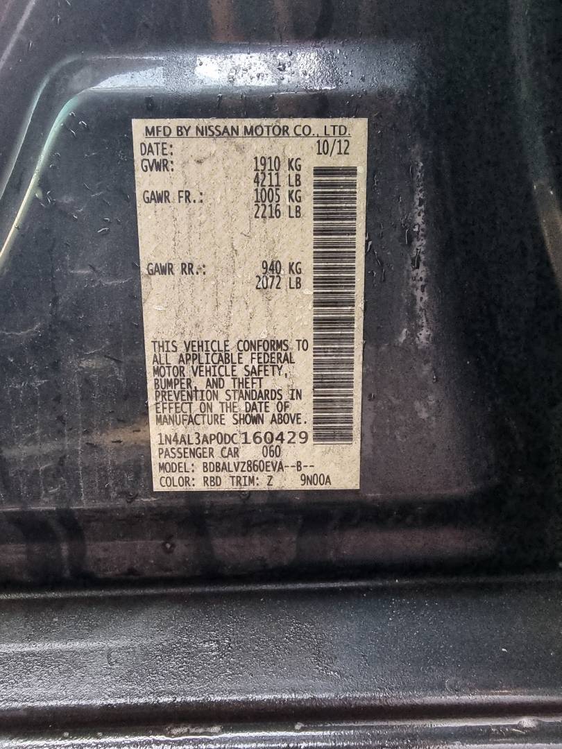 2013 NISSAN ALTIMA — 156501 Miles — Lot 60429 — Ind. 12 - Marhaba Auctions Used Cars - Image 9