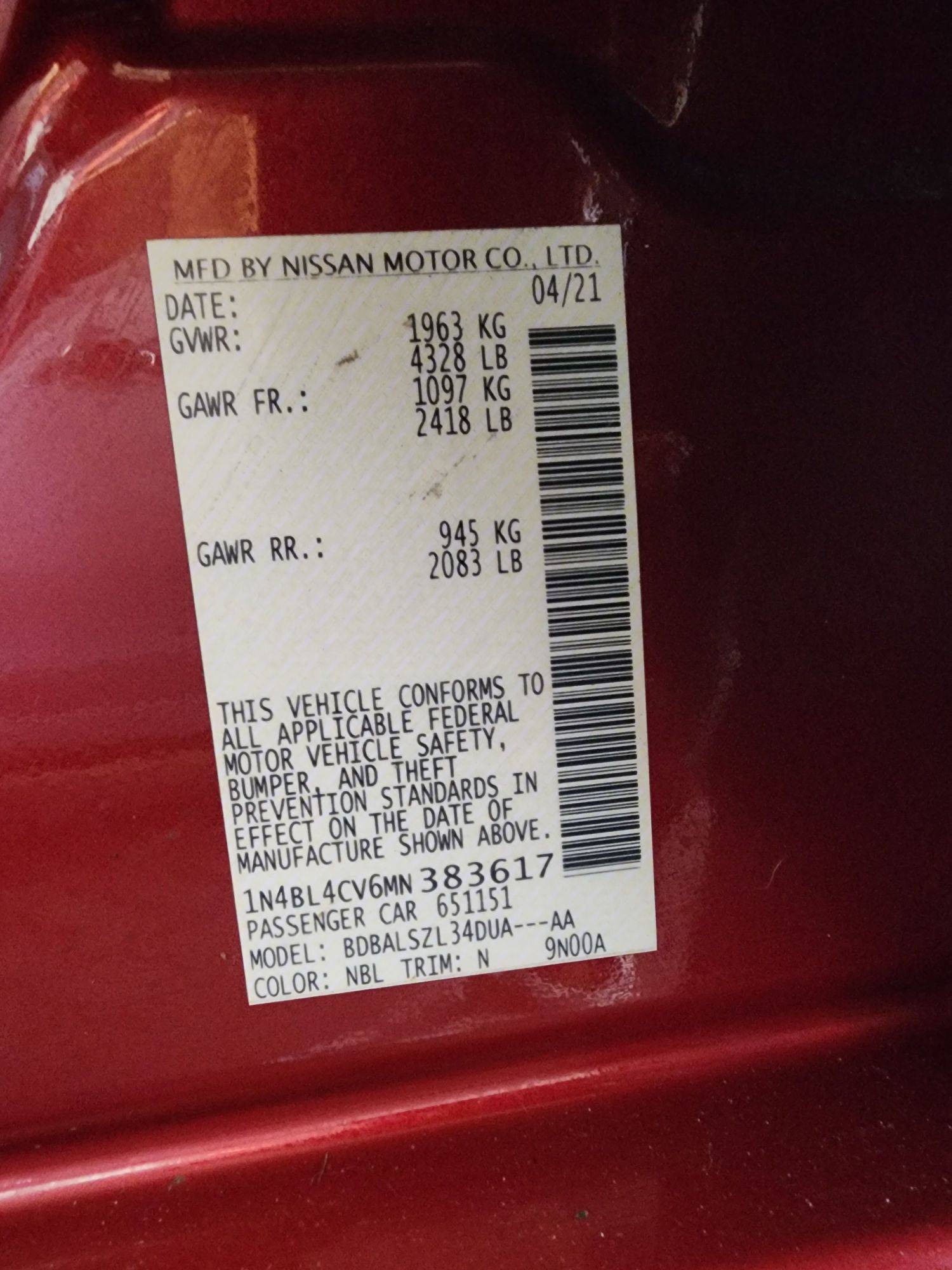 2021 NISSAN ALTIMA — 54068 Miles — Lot 51628324 — Souq - Marhaba Auctions Used Cars - Image 9