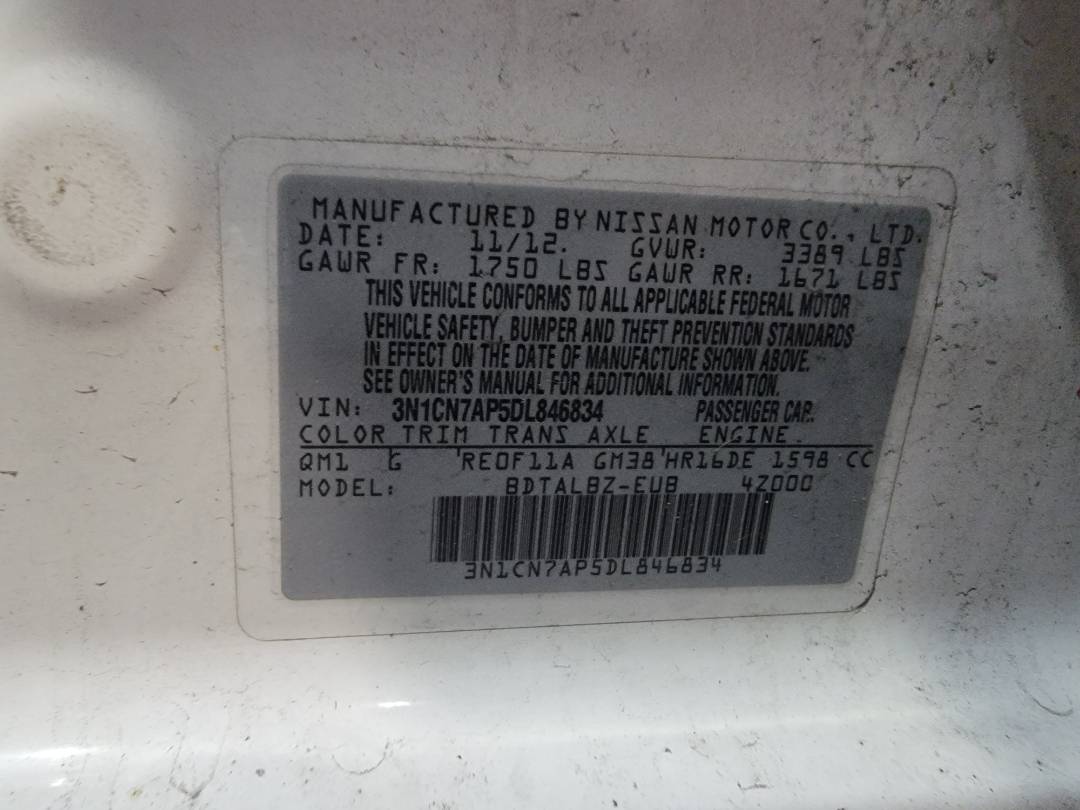 2013 NISSAN VERSA — 89655 Miles — Lot 38566855 - Marhaba Auctions Used Cars - Image 6
